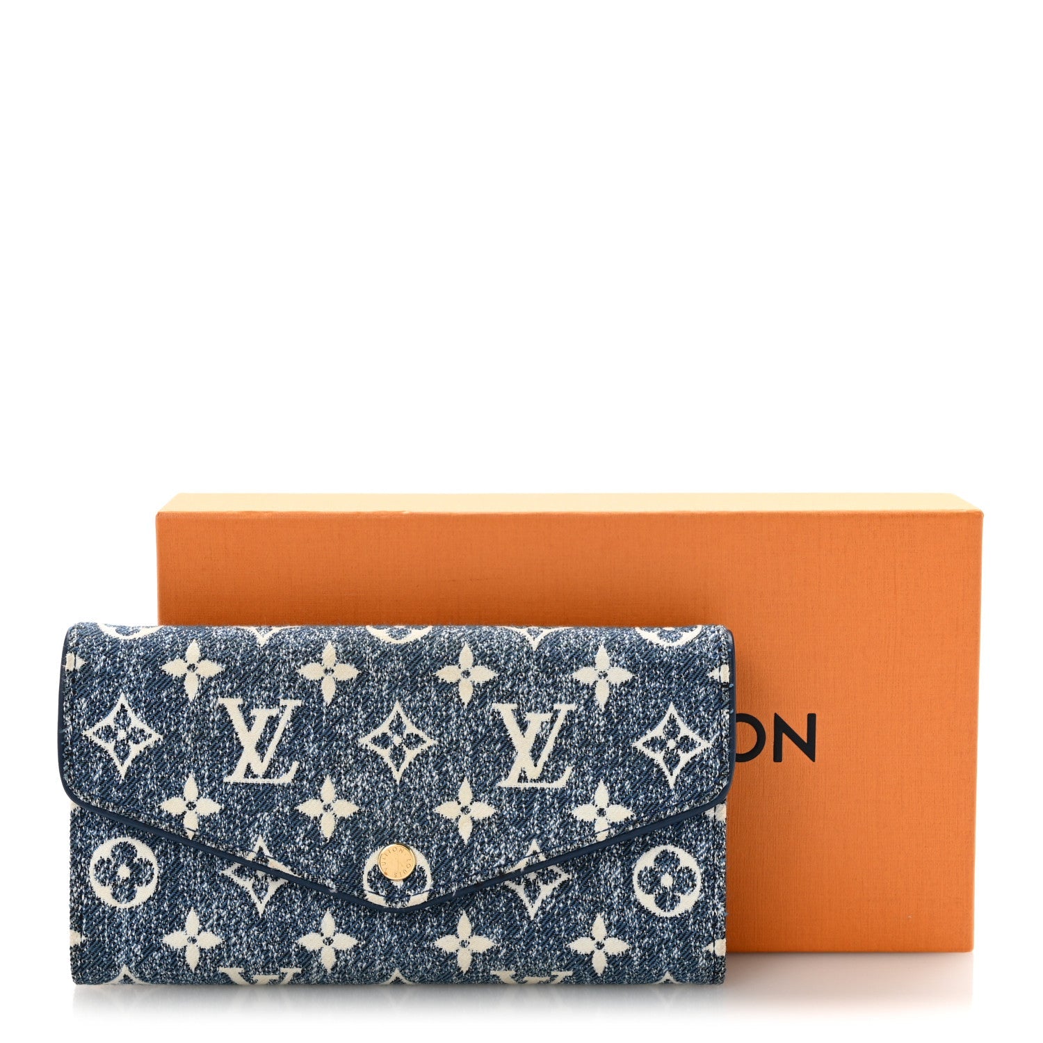 Monogram Jacquard Denim Sarah Wallet Bleu