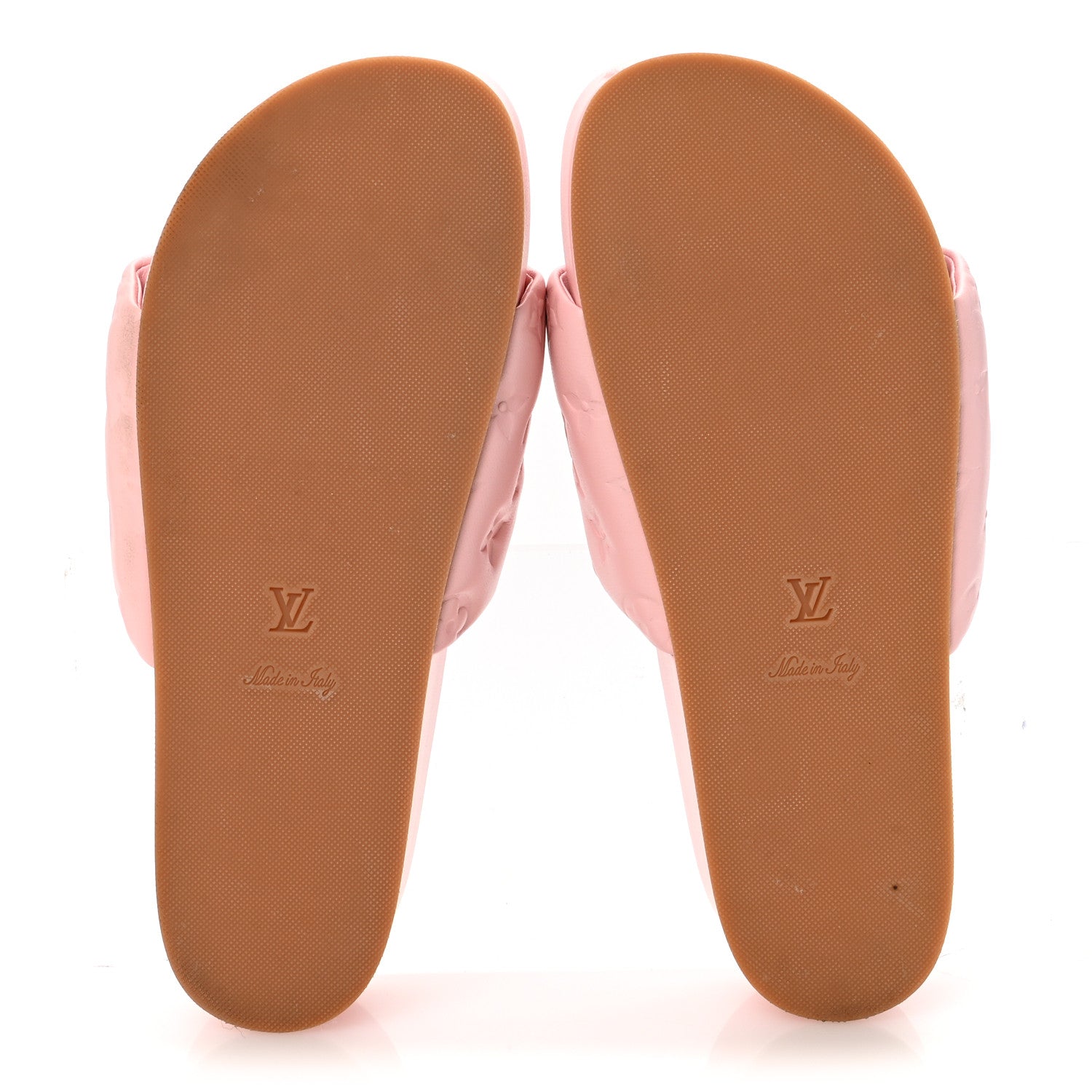 Lambskin Embossed Monogram Jumbo Flatform Mule Sandals 41 Rose Clair
