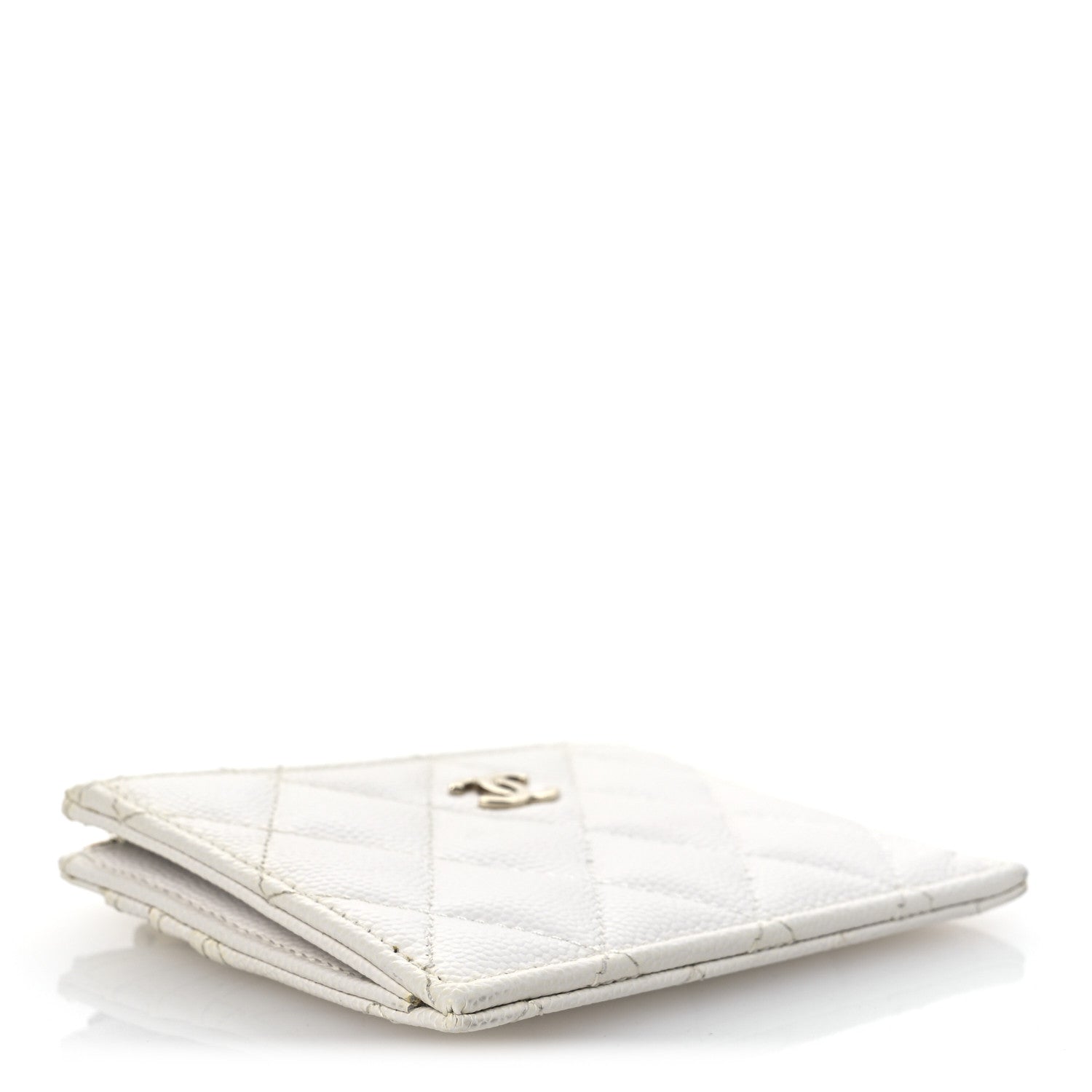Caviar Quilted CC Zip Card Holder White