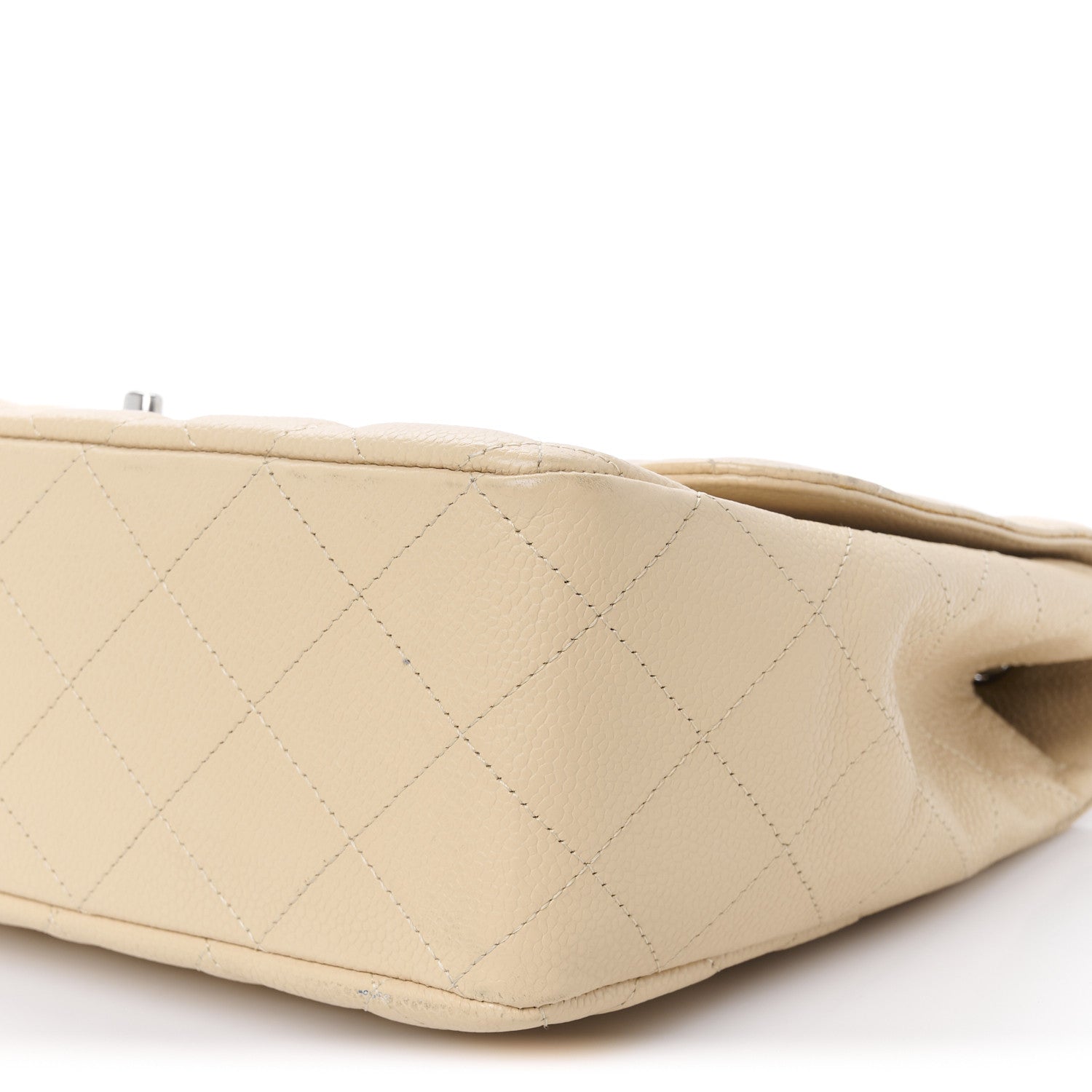 Caviar Quilted Jumbo Single Flap Beige Clair