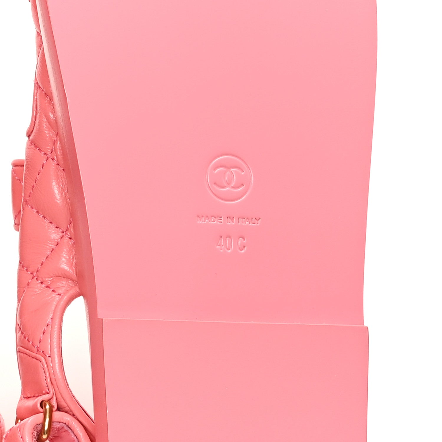 Lambskin Quilted Velcro Dad Chain CC Sandals 40 Pink