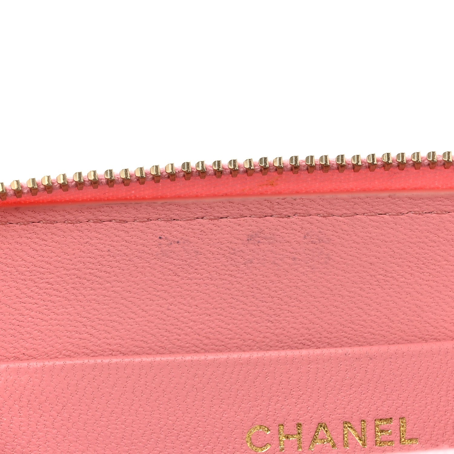 Lambskin Enamel Quilted Zip Around Coin Purse Wallet Pink