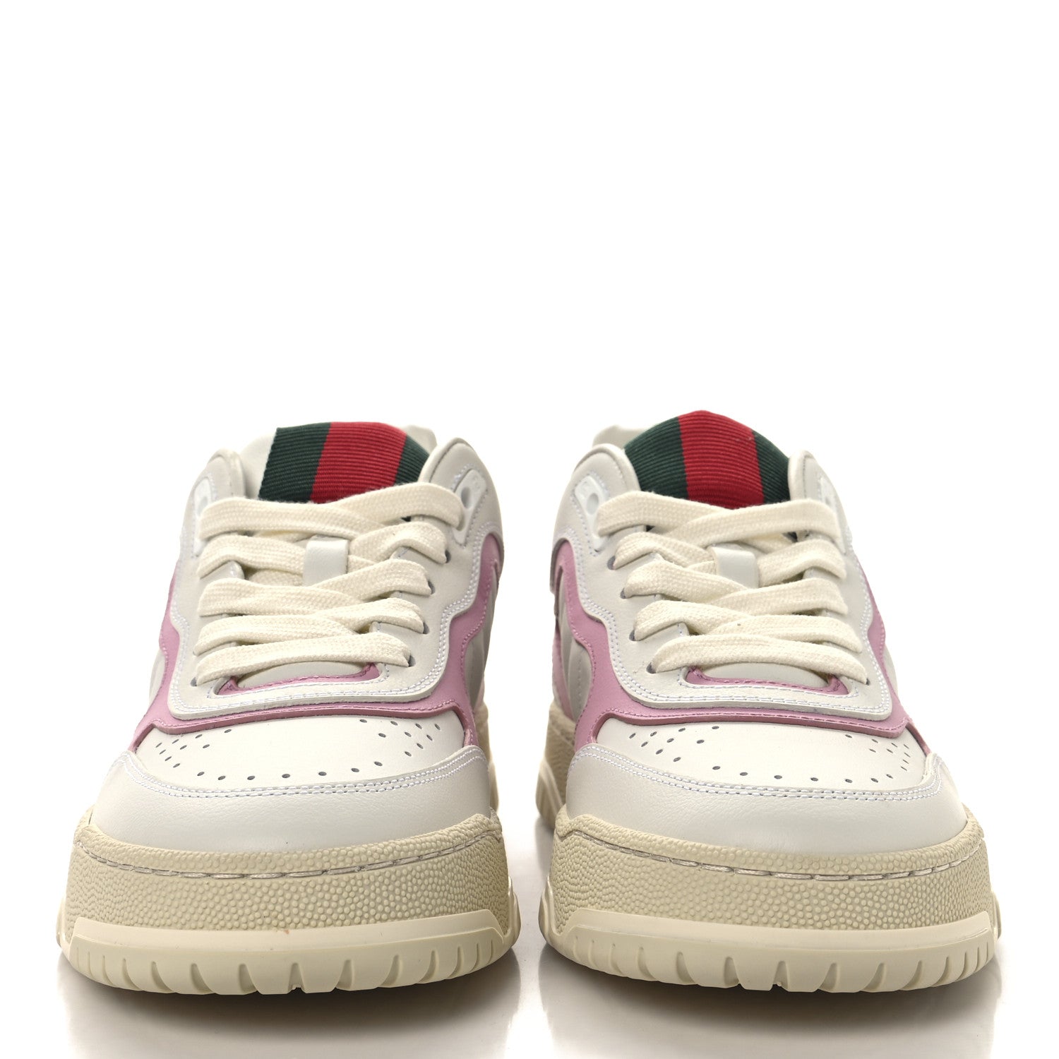 Calfskin Womens Re-Web Sneakers 36.5 White Pink