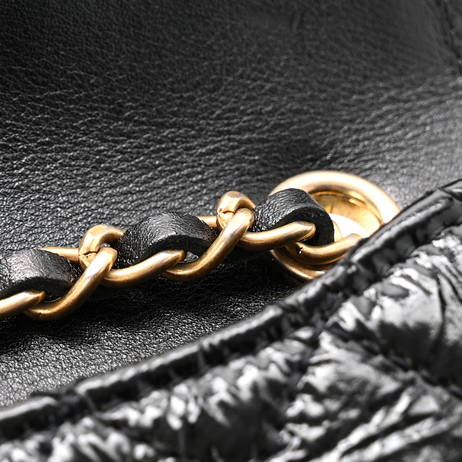 Shiny Aged Calfskin Quilted Waist Belt Bag Black