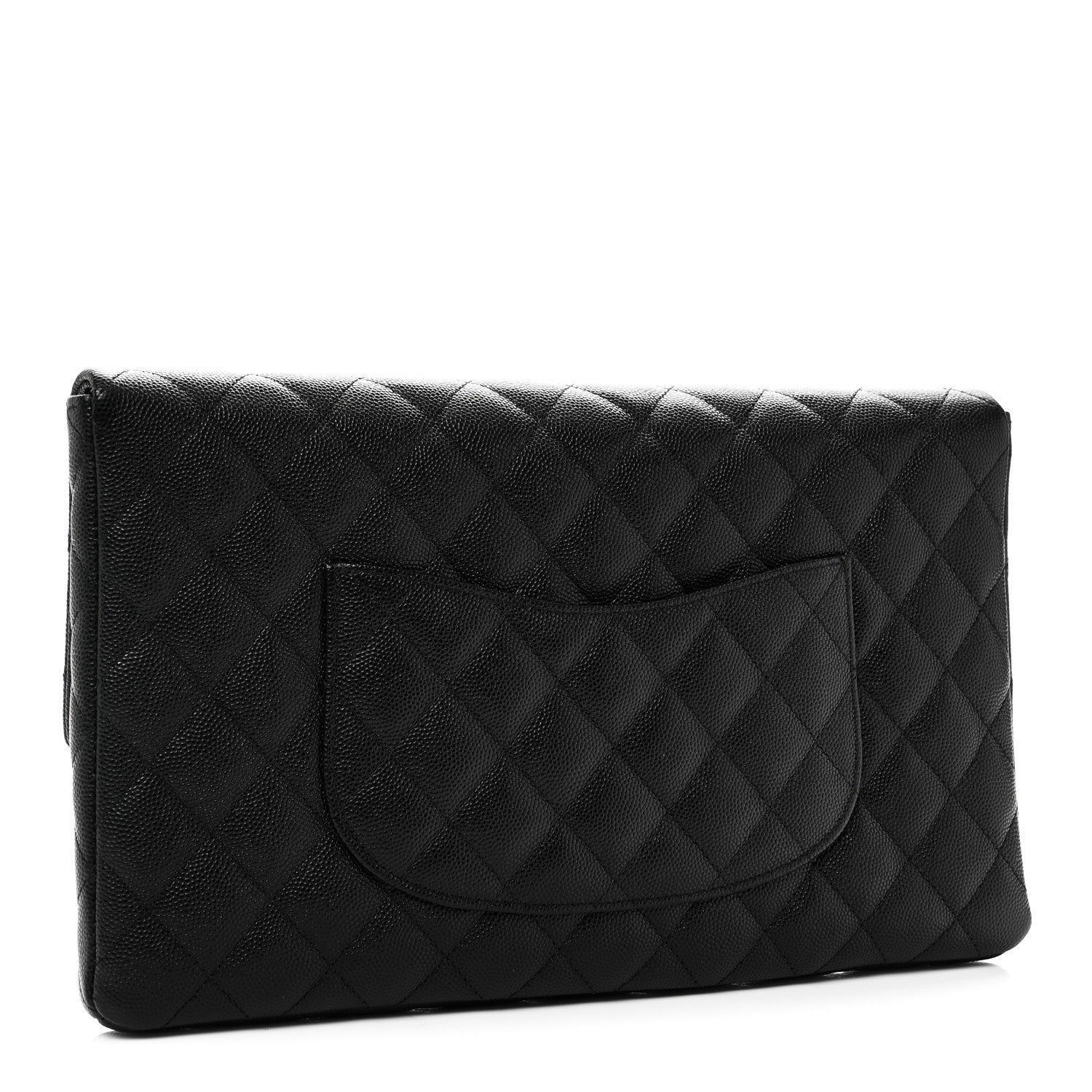 Caviar Quilted Flap Clutch Black
