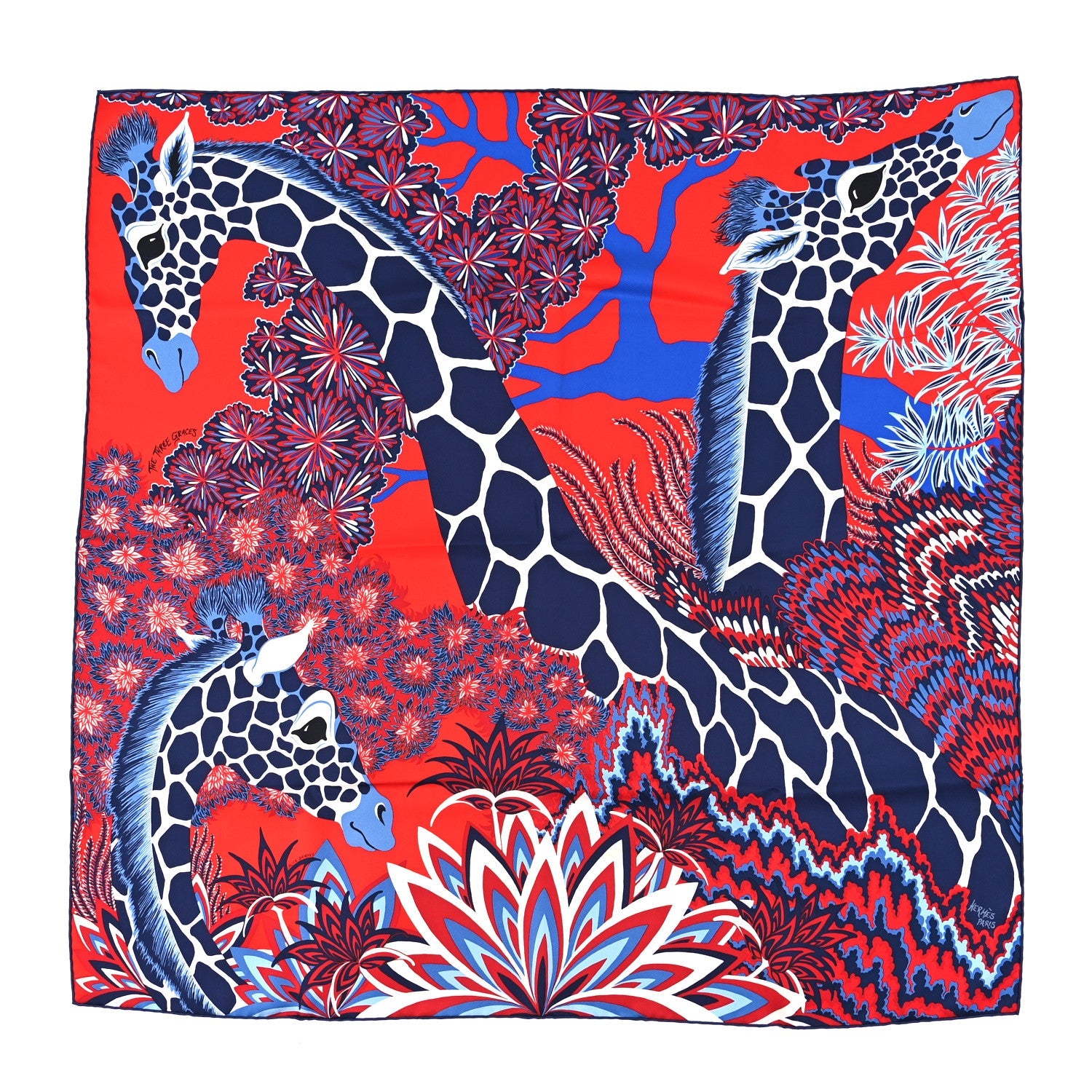 Silk The Three Graces Scarf 90 Rouge Marine White