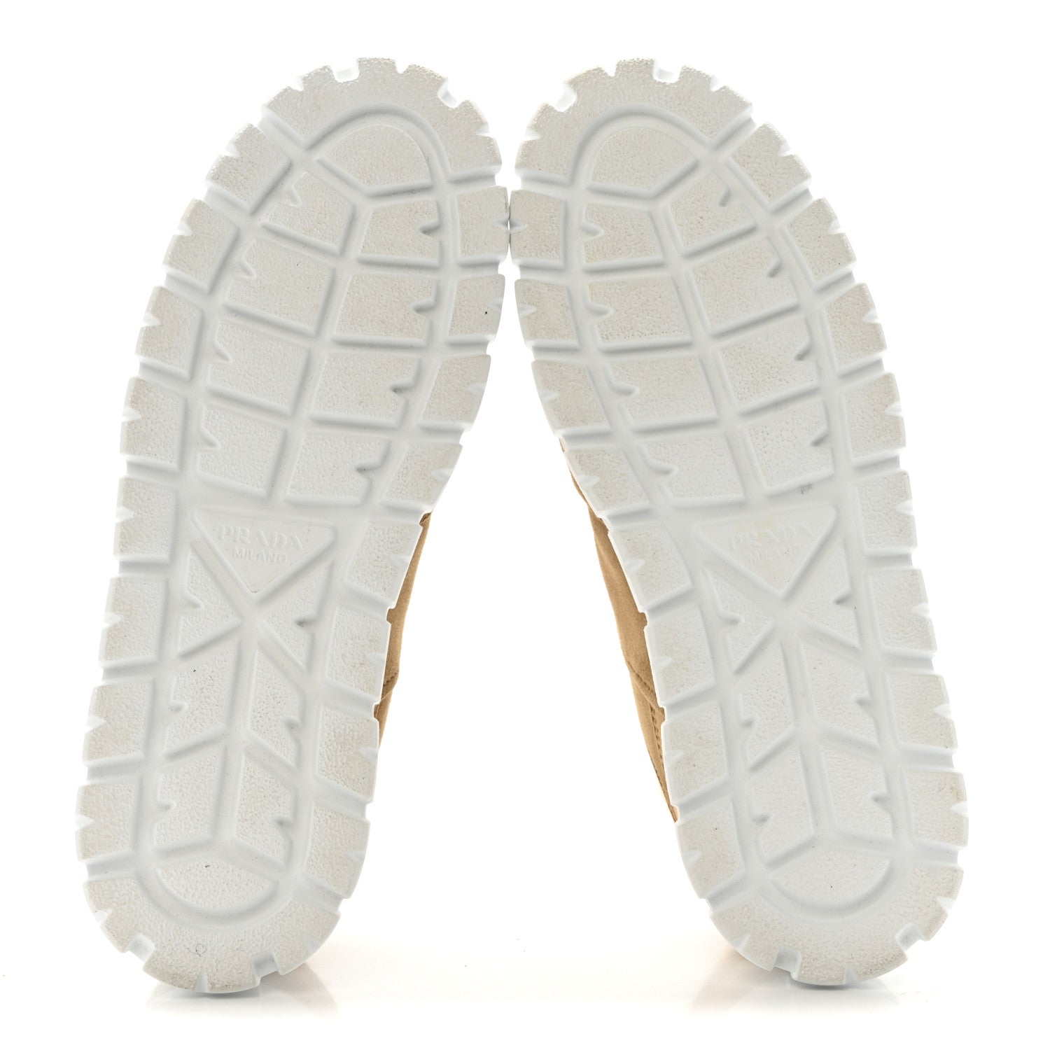 Suede Shearling Triangle Logo Downtown Sneakers 40 Ecru