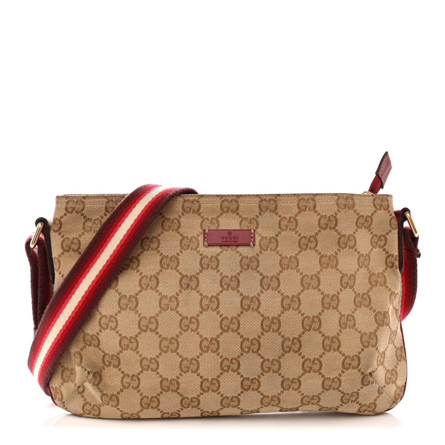 Monogram Web Small Flat Messenger Crossbody Pink Gold