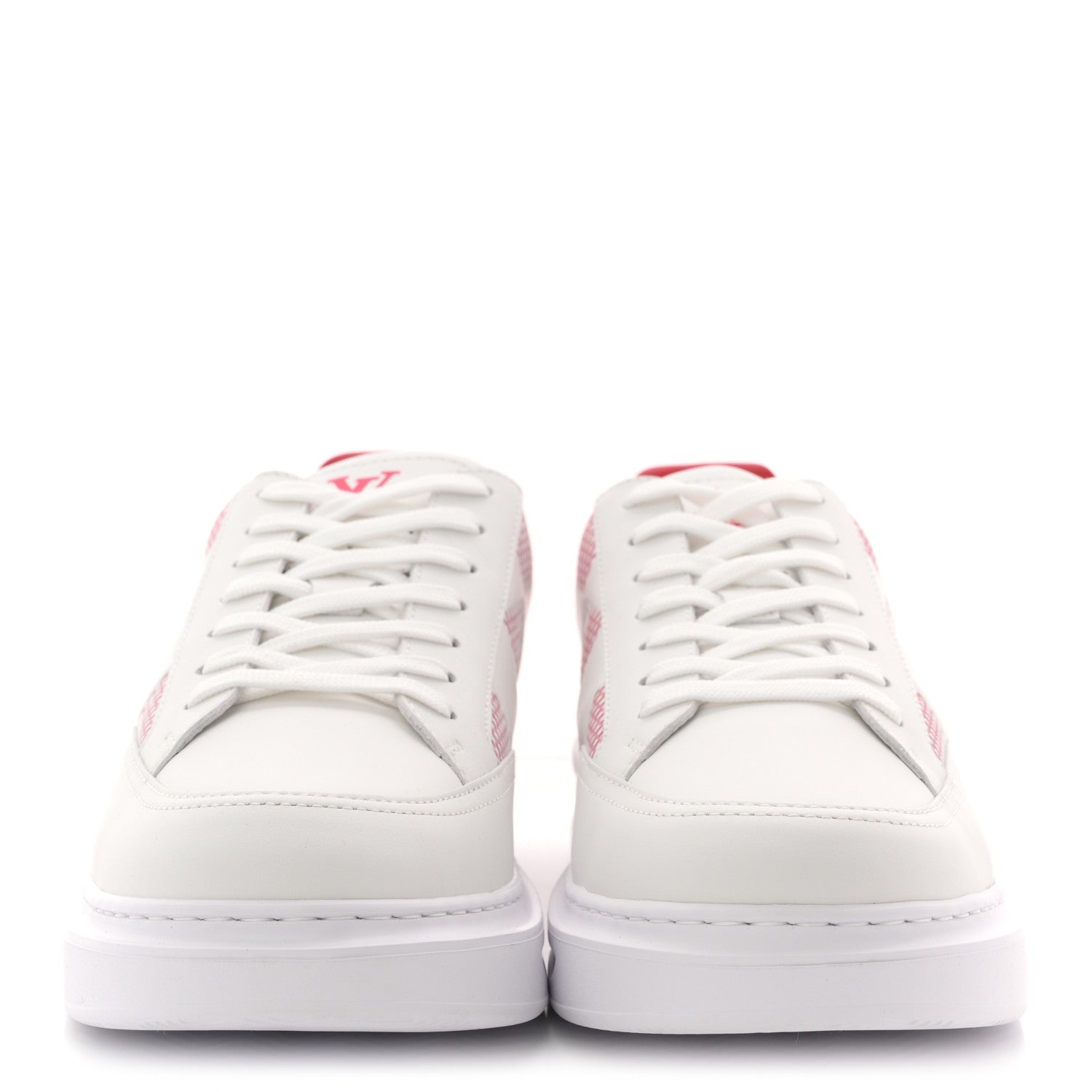 Damier Calfskin Mens Beverly Hills Sneakers 8 White Rouge