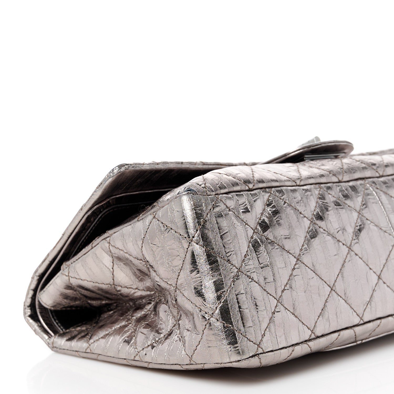 Metallic Calfskin Striped 2.55 Reissue 227 Silver