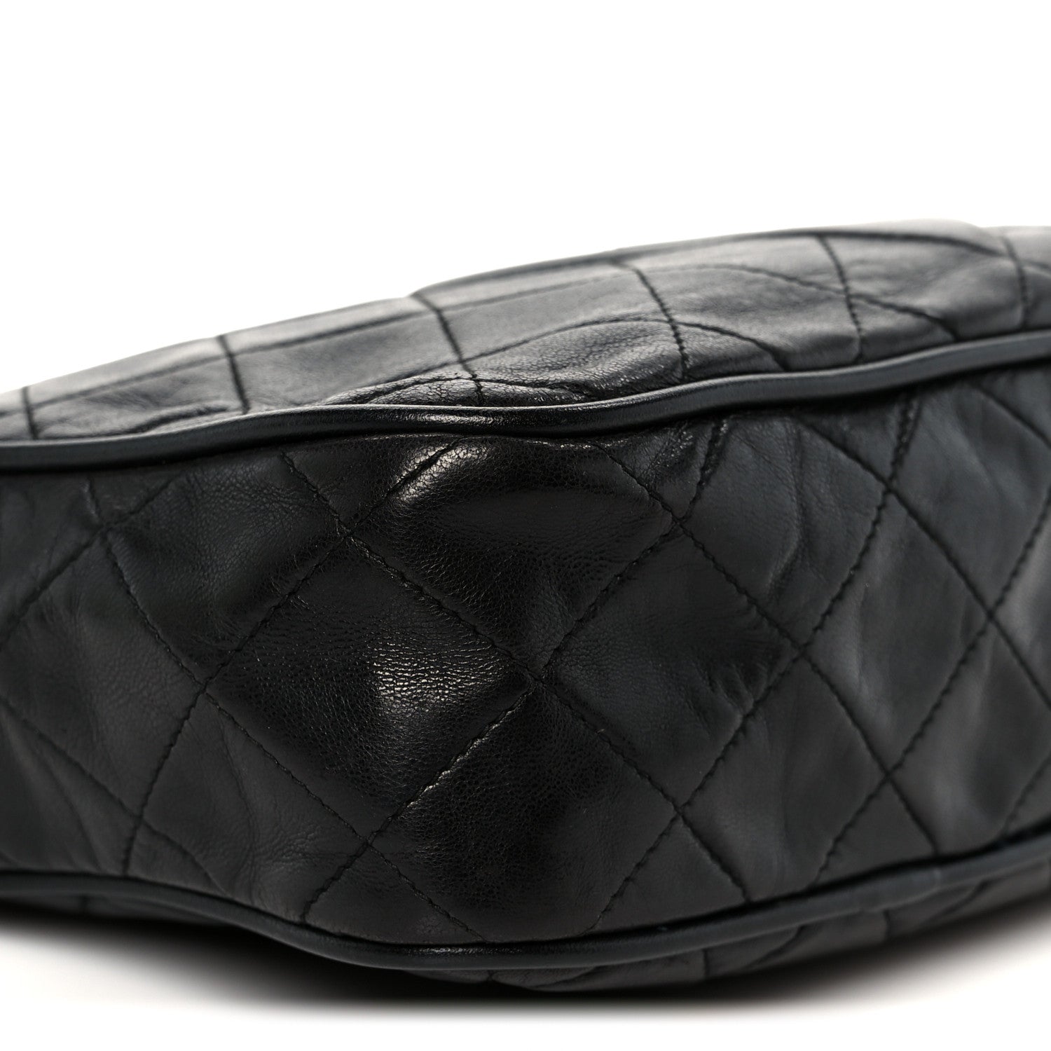 Lambskin Quilted Small Diamond CC Camera Case Black
