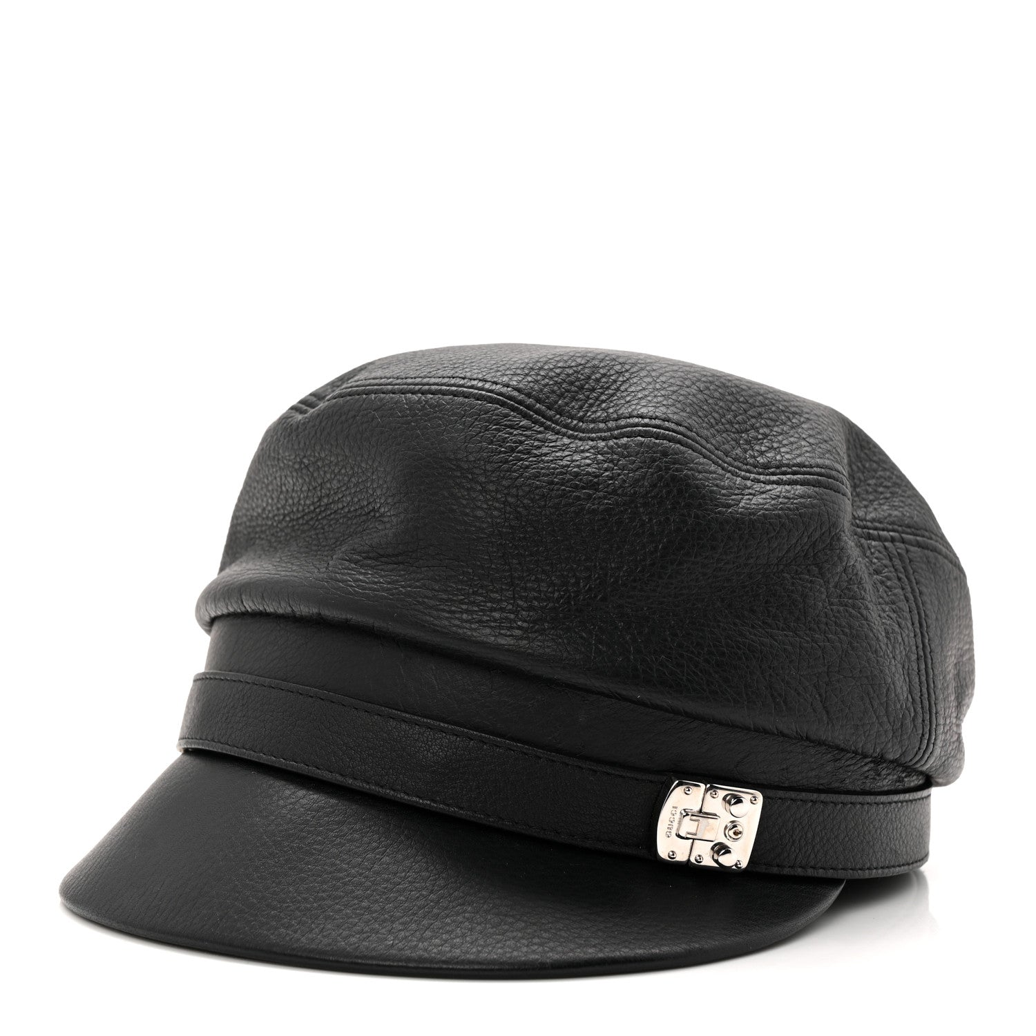 Calfskin Newsboy Hat S Black