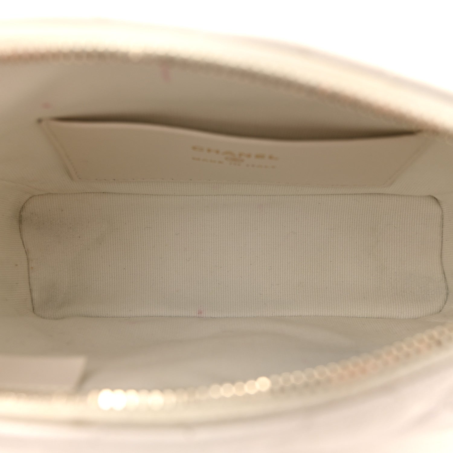 Caviar Quilted Hobo Clutch With Chain White
