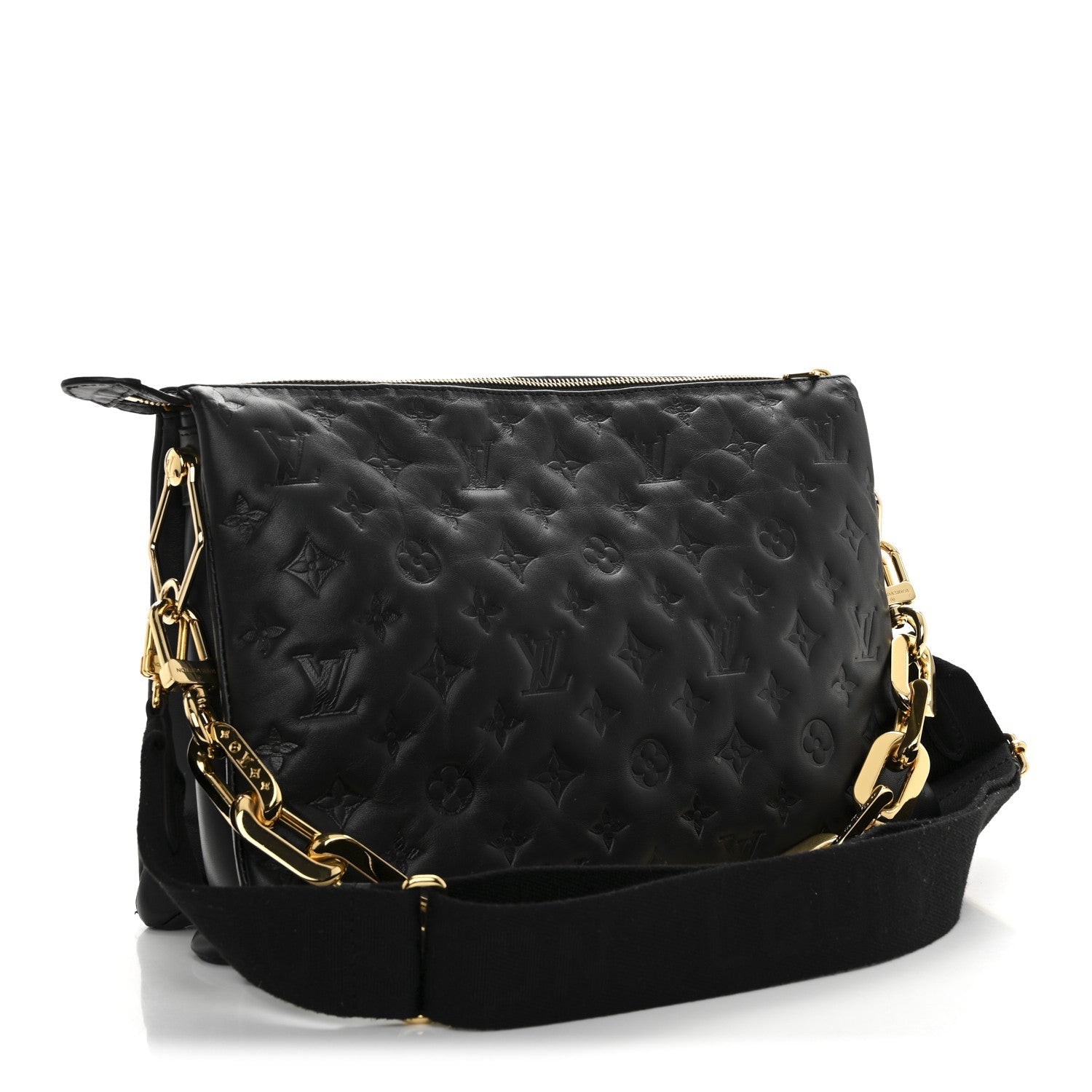 Lambskin Embossed Monogram Coussin MM Black