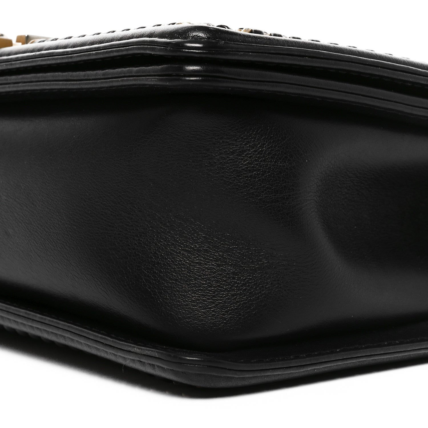 Calfskin Quilted Medium Boy Top Handle Flap Black