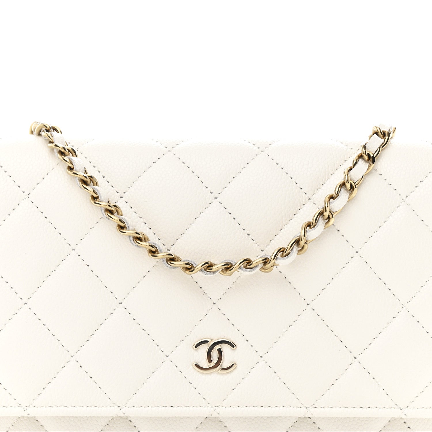 Caviar Quilted Wallet On Chain WOC White
