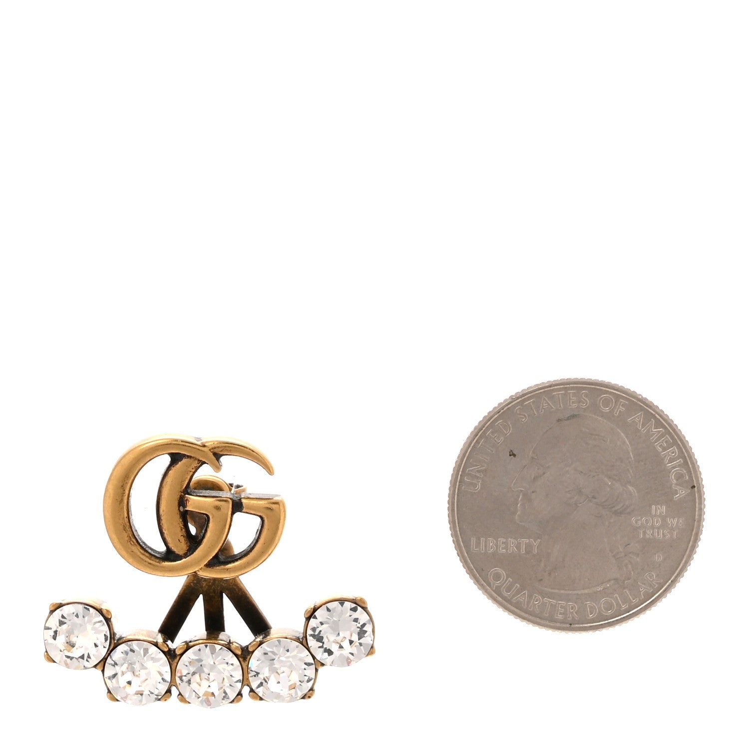 Crystal Single GG Earring Gold