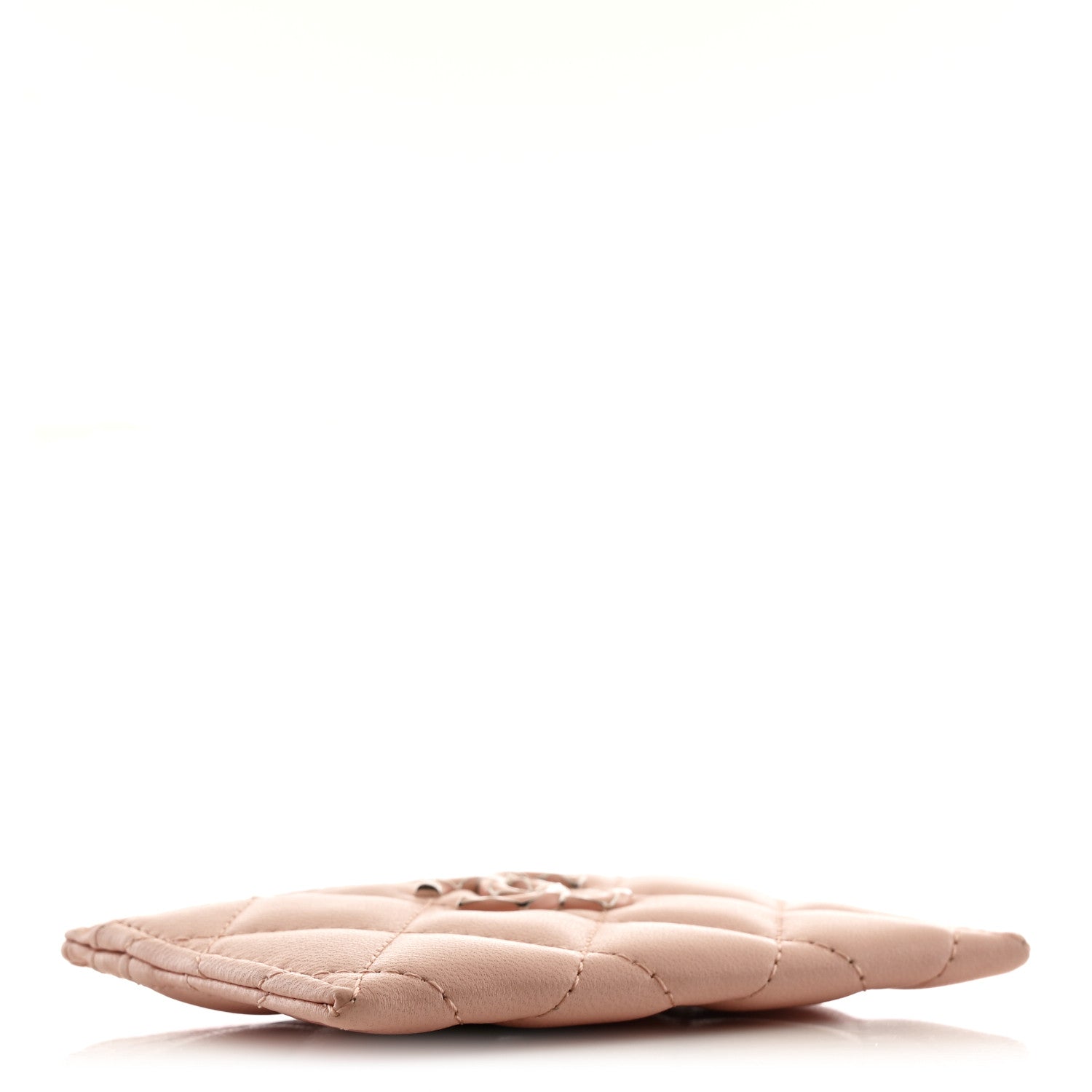 Lambskin Enamel Quilted Card Holder Pink