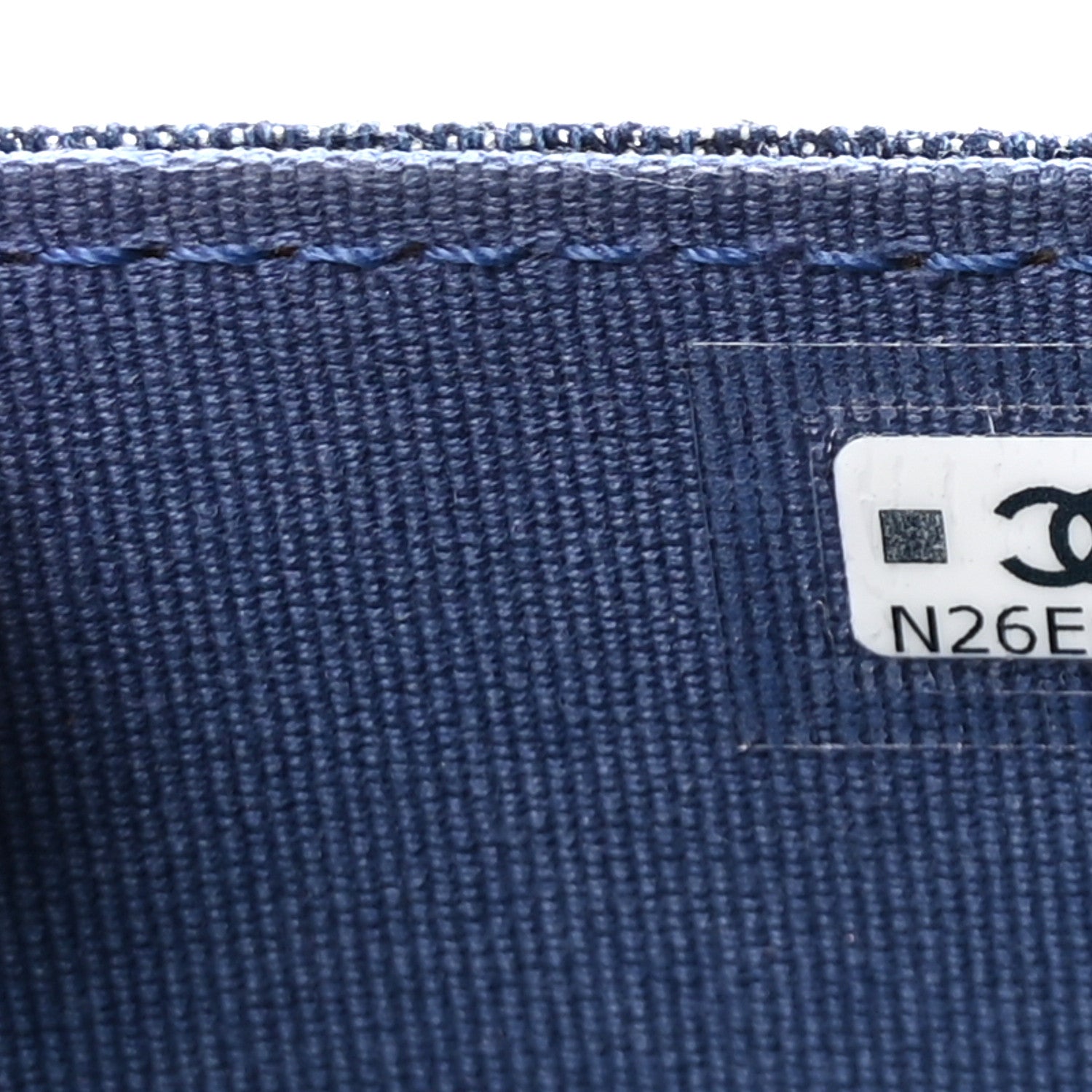 Denim Quilted Double You Card Holder On Chain Blue