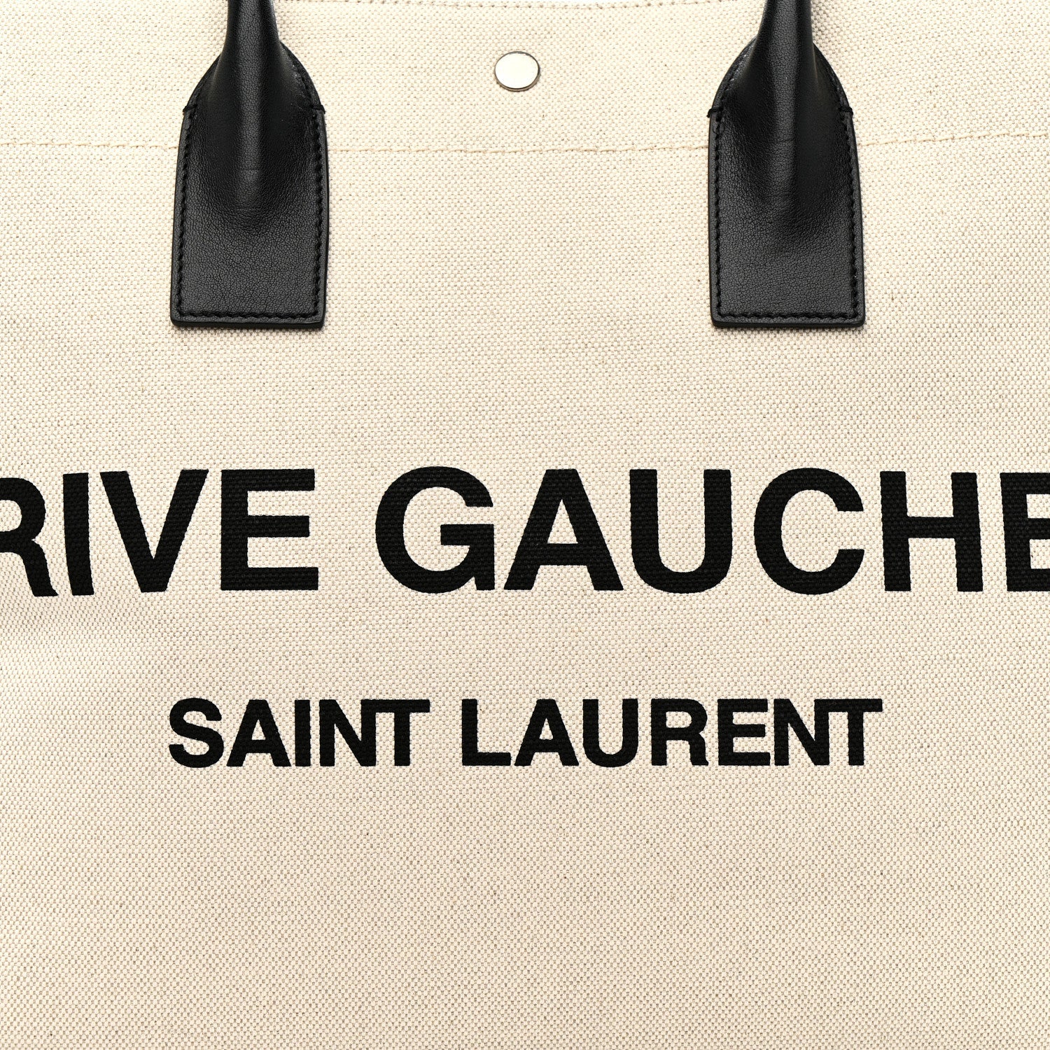 Linen Calfskin Rive Gauche Tote White Black