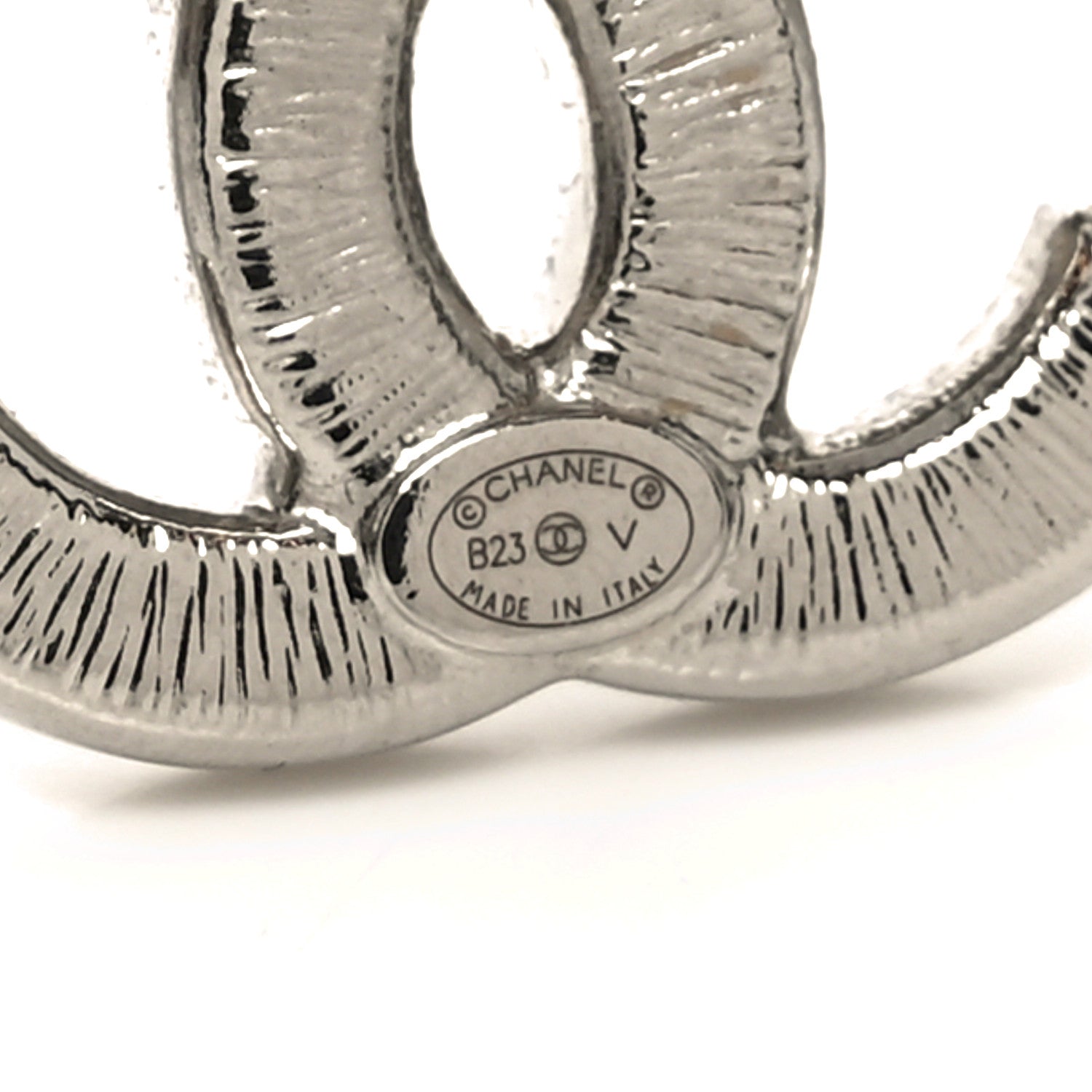 Baguette Crystal Double CC Earrings Silver