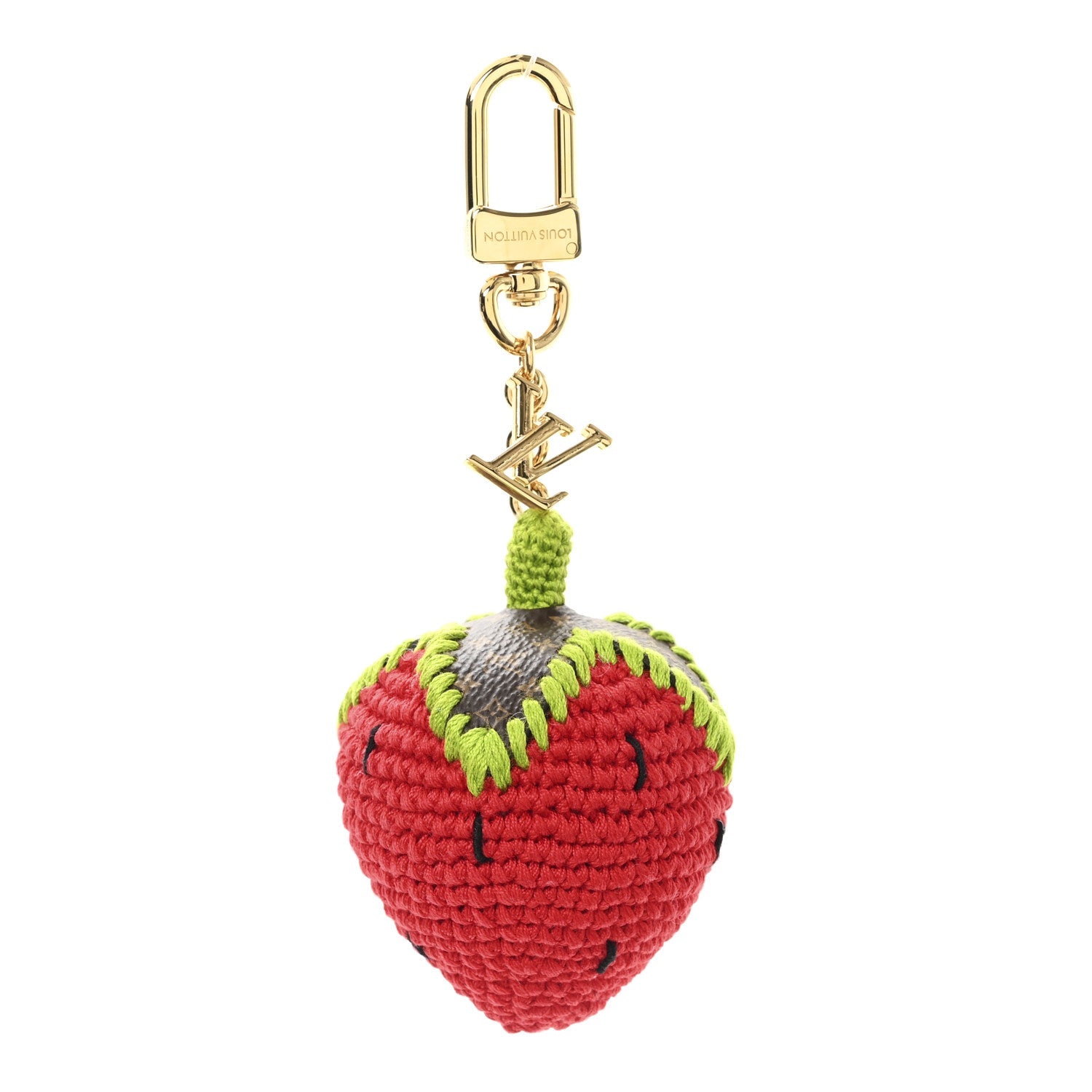 Crochet Monogram Embroidered Berrylicious Bag Charm Rouge