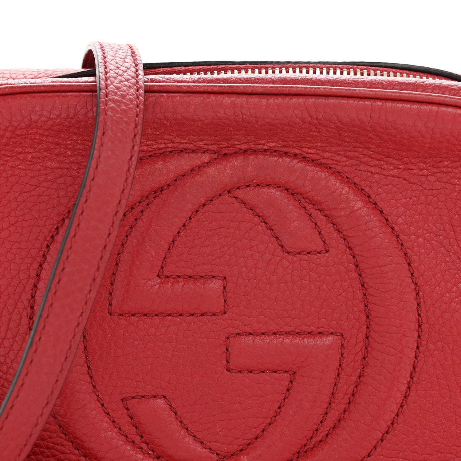 Pebbled Calfskin Small Soho Disco Bag Tabasco Red