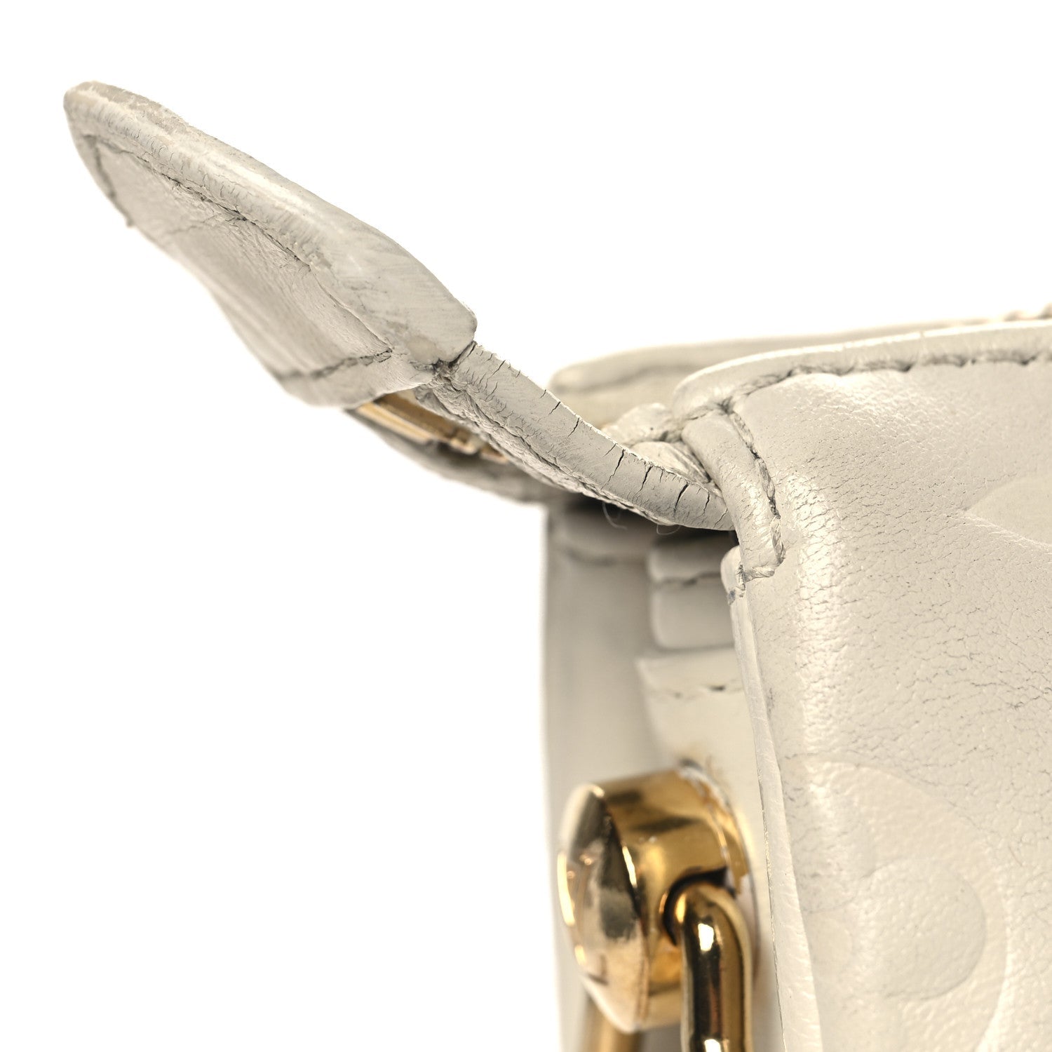 Lambskin Embossed Monogram Coussin PM Beige Cream