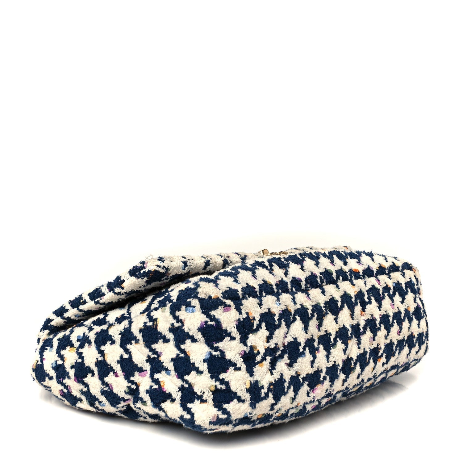 Tweed Quilted Maxi Chanel 19 Flap Ecru Navy Blue Multicolor