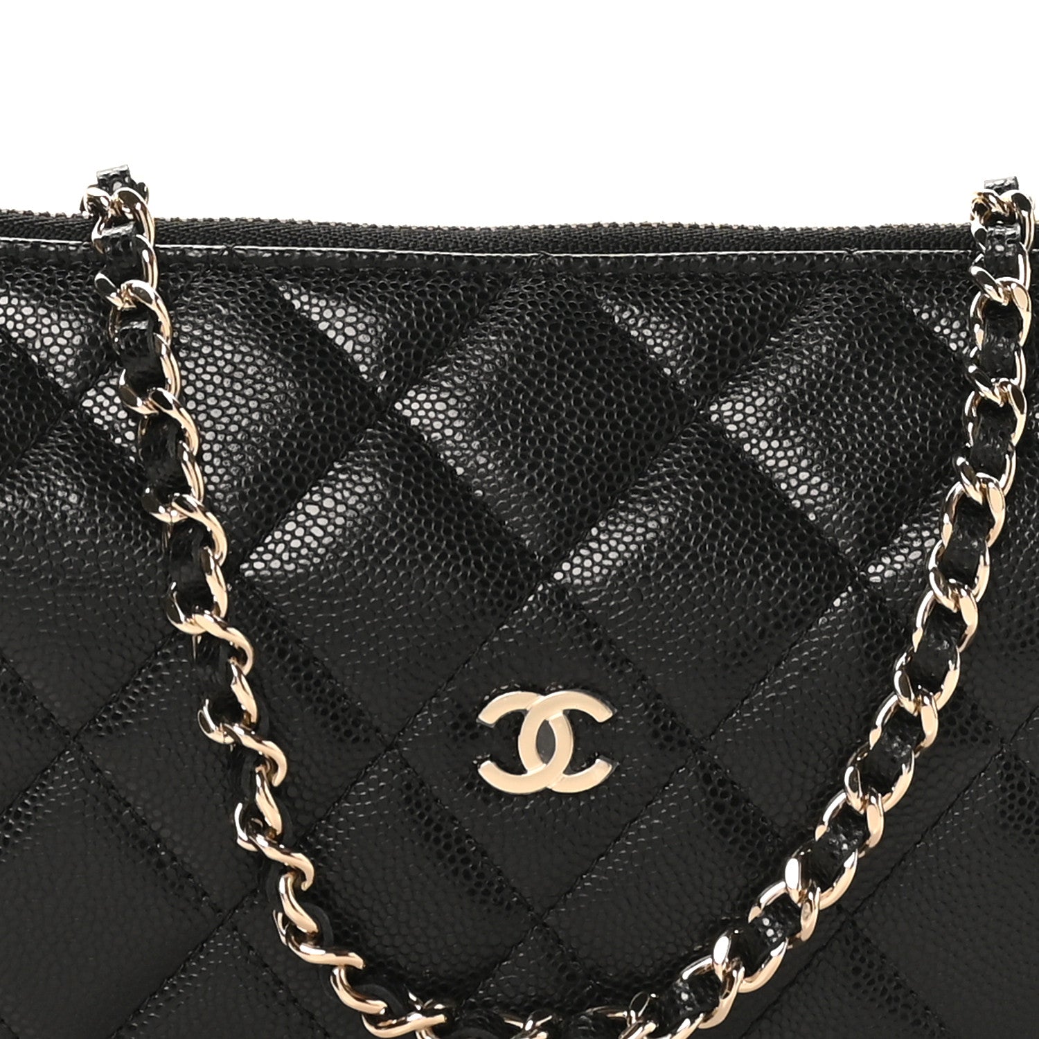 Caviar Quilted Clutch With Chain Black