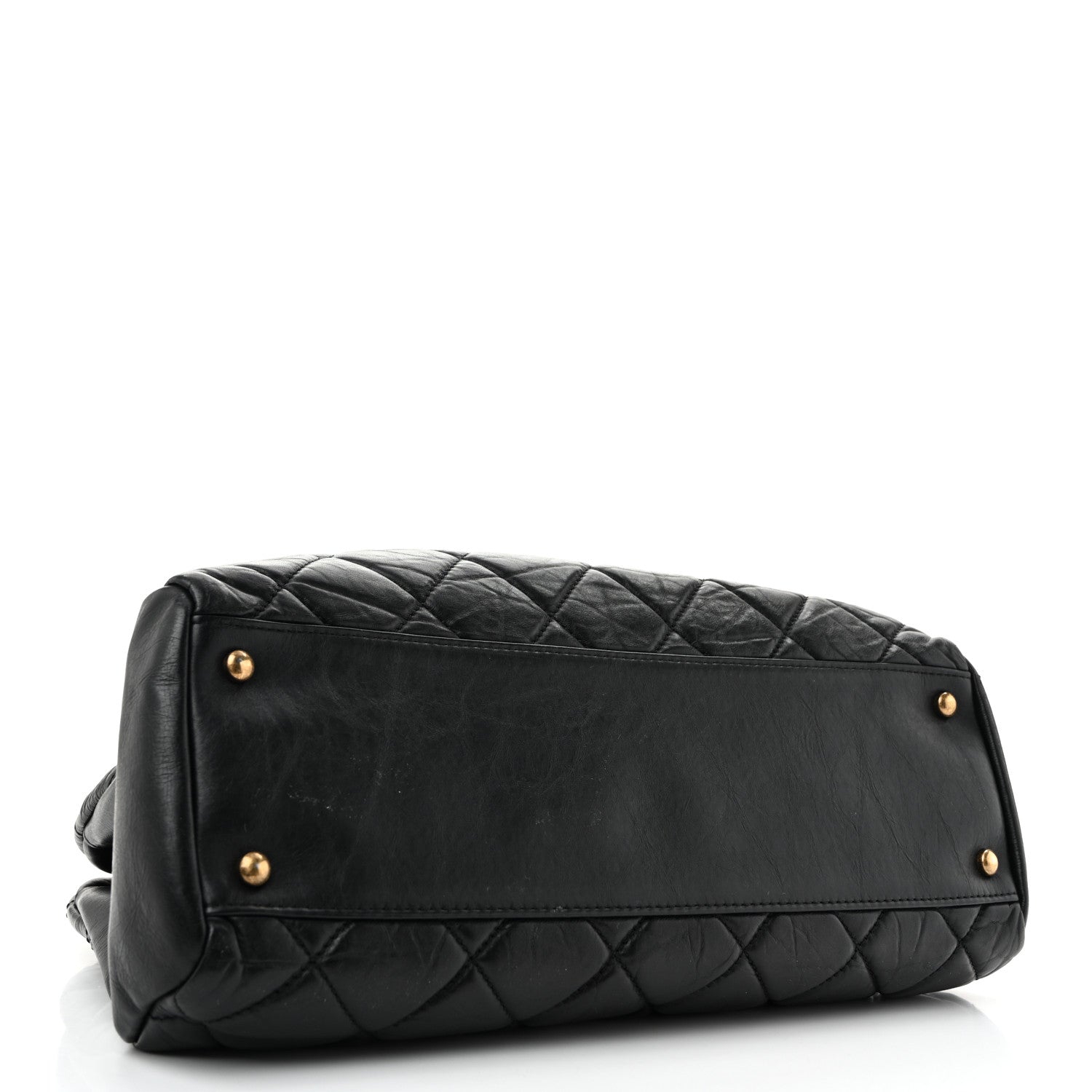 Aged Calfskin Large Just Mademoiselle Bowling Bag Black