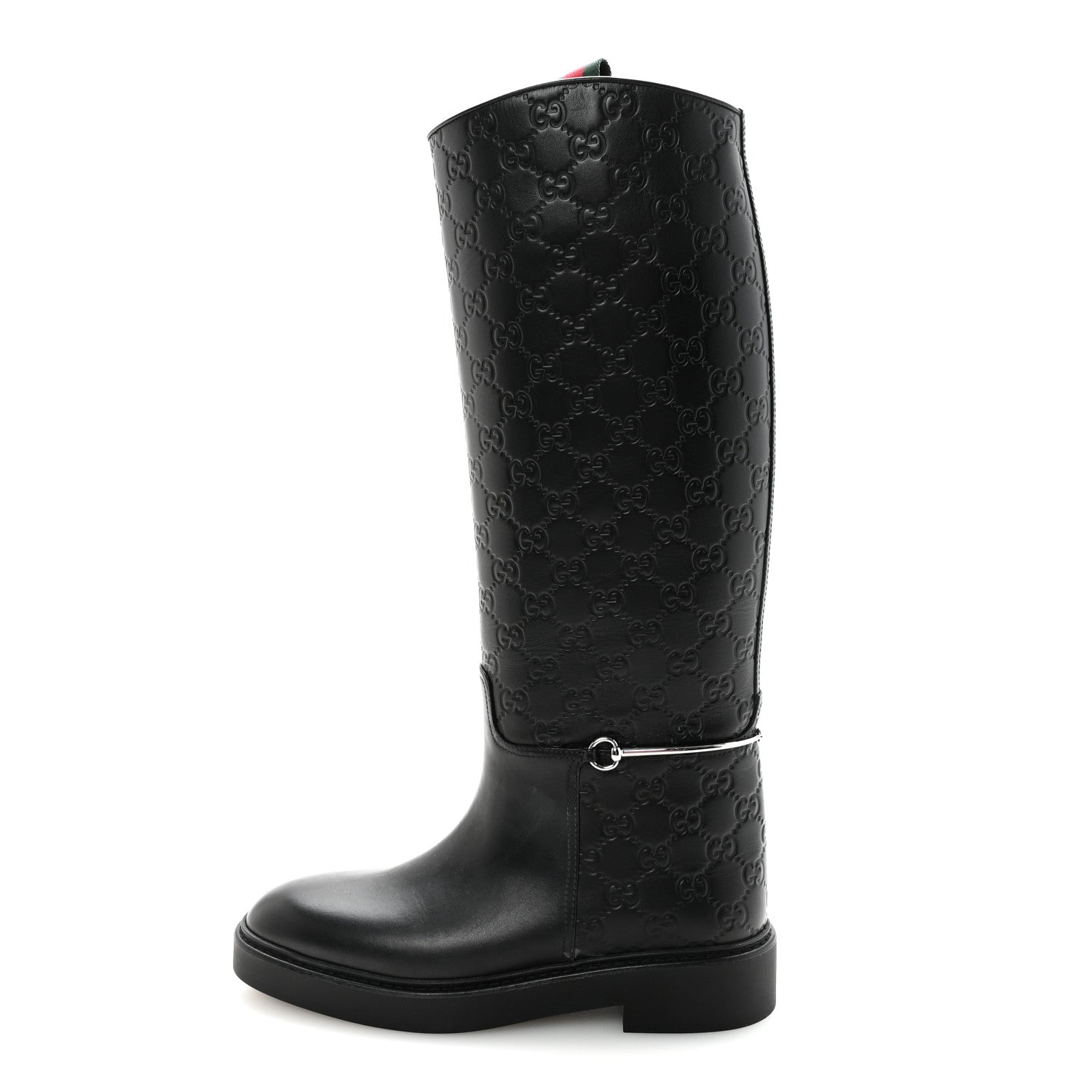Shiny Calfskin Michelangelo Slim Horsebit Riding Boots 38 Black