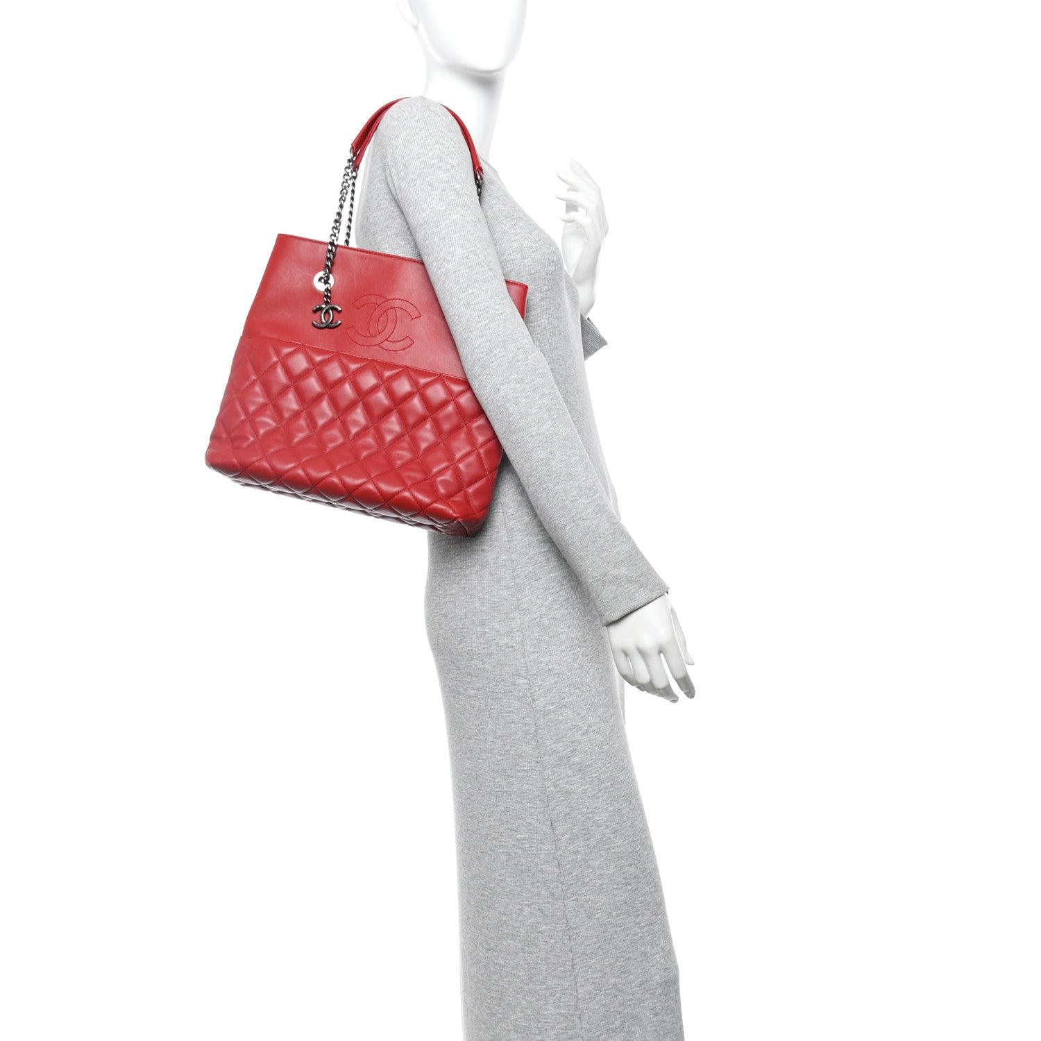 Lambskin Quilted Small Urban Delight Tote Red