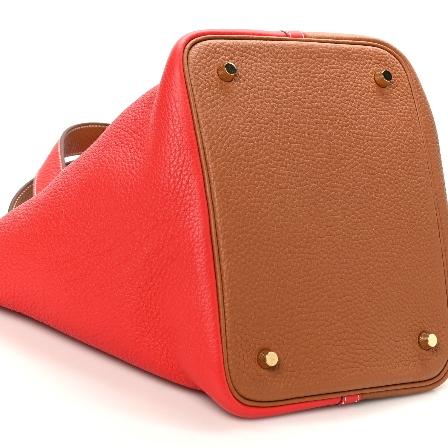 Taurillon Clemence Casaque Picotin Lock 22 MM Gold Rouge De Coeur