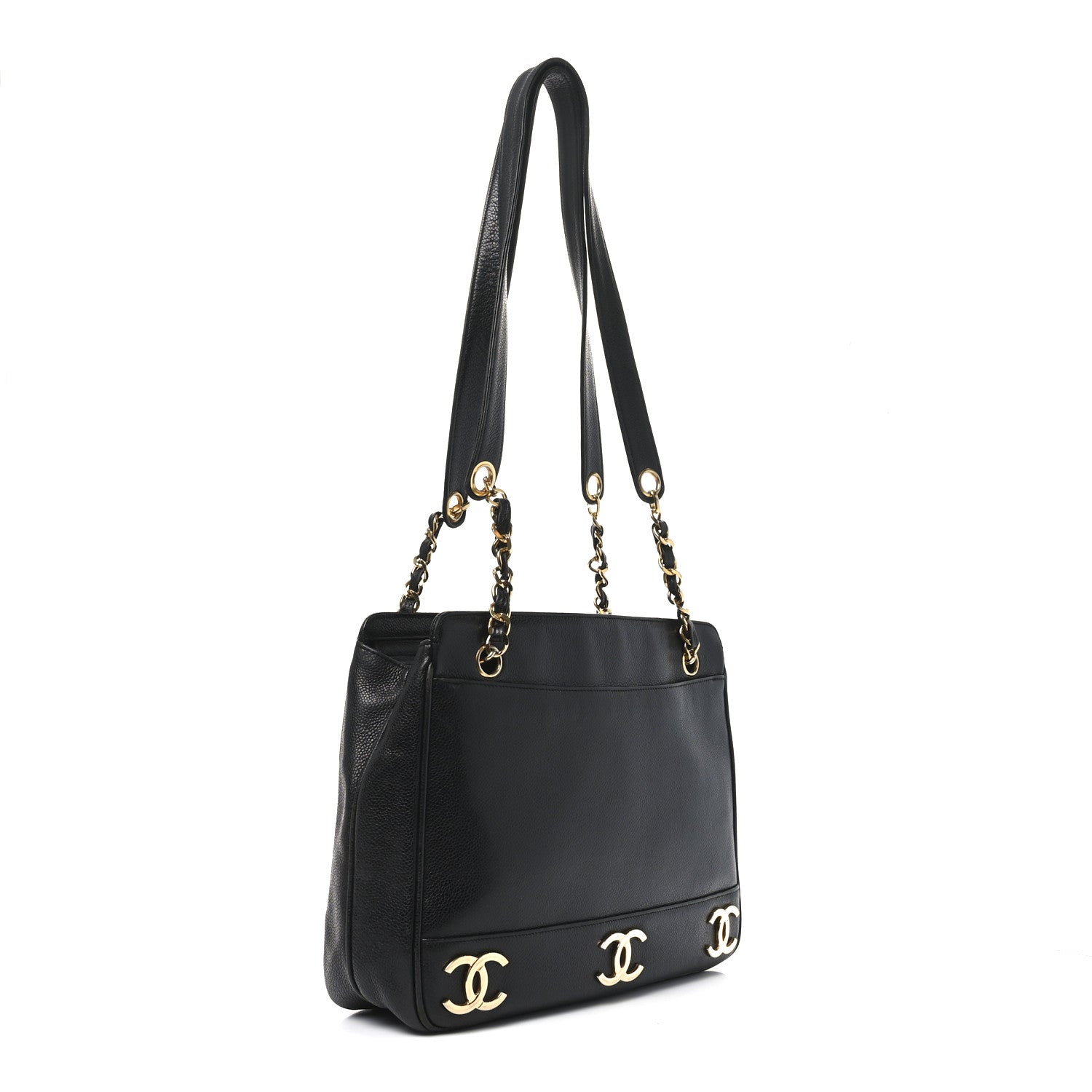 Caviar Triple CC Shoulder Bag Black
