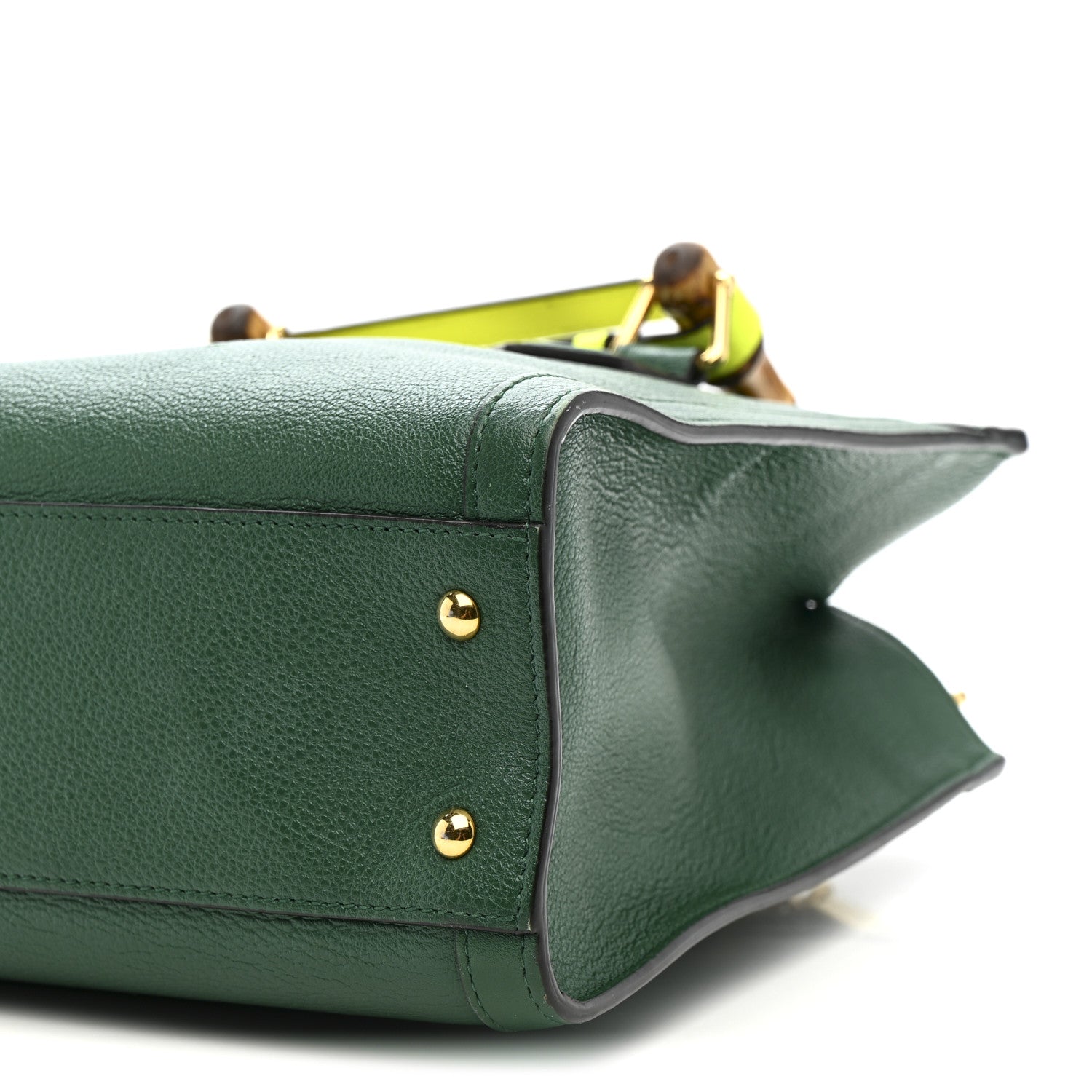 Wonka Grain Calfskin Small Diana Tote Bag Green Yellow Fluo