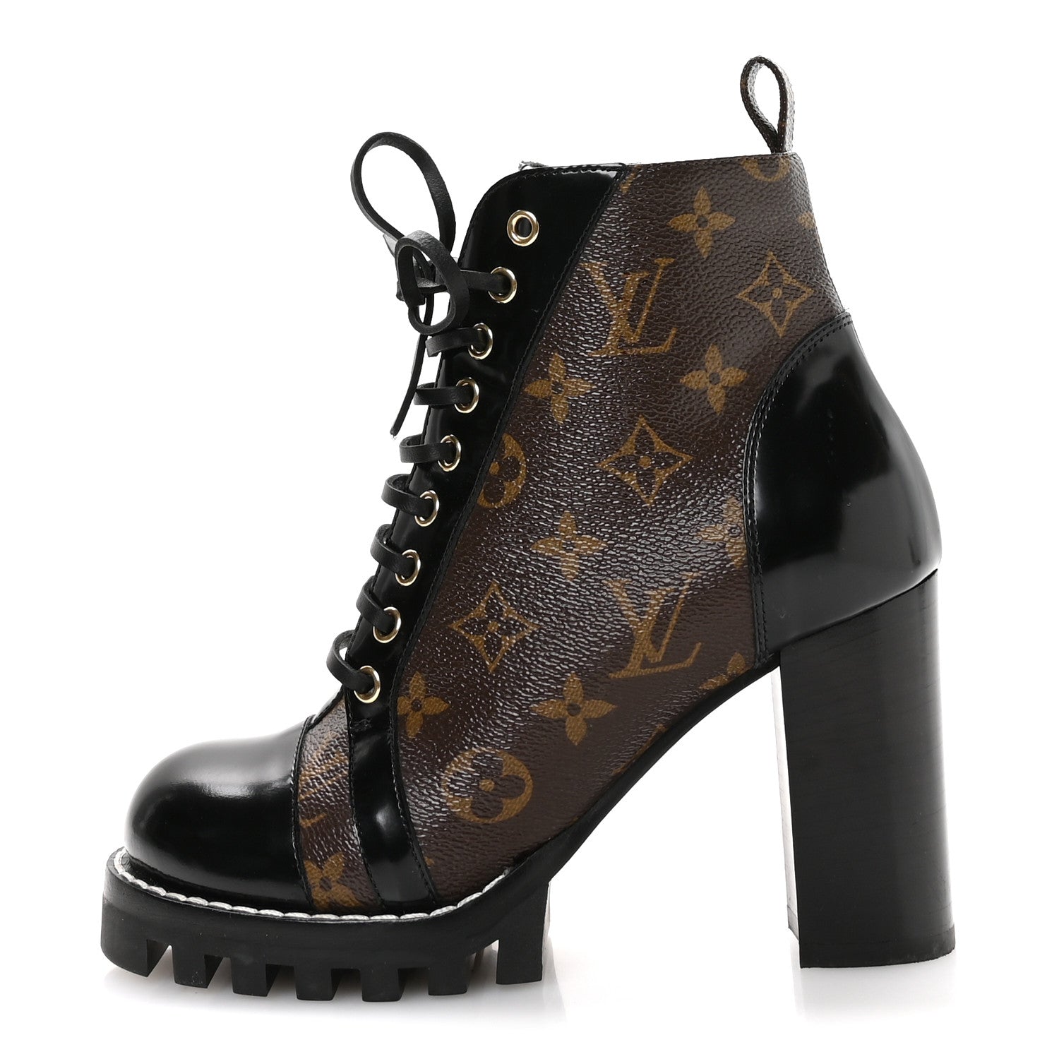 Patent Calfskin Monogram Star Trail Ankle Boots 37.5 Black