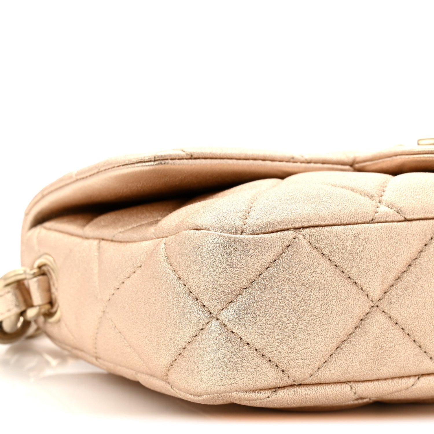 Metallic Lambskin Quilted Small CC Funky Town Chain Flap Gold