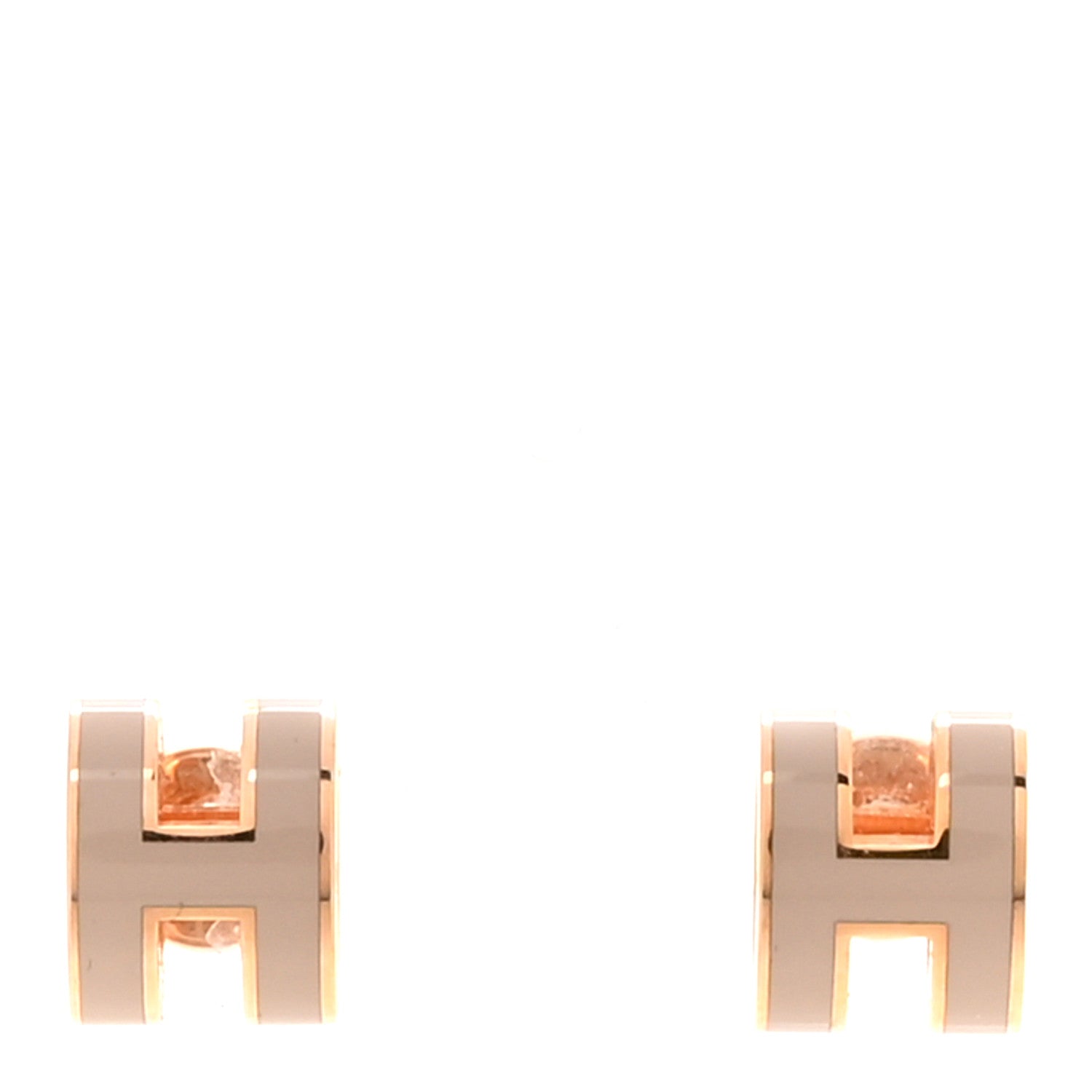 Rose Gold Lacquered Mini Pop H Earrings  Marron Glace