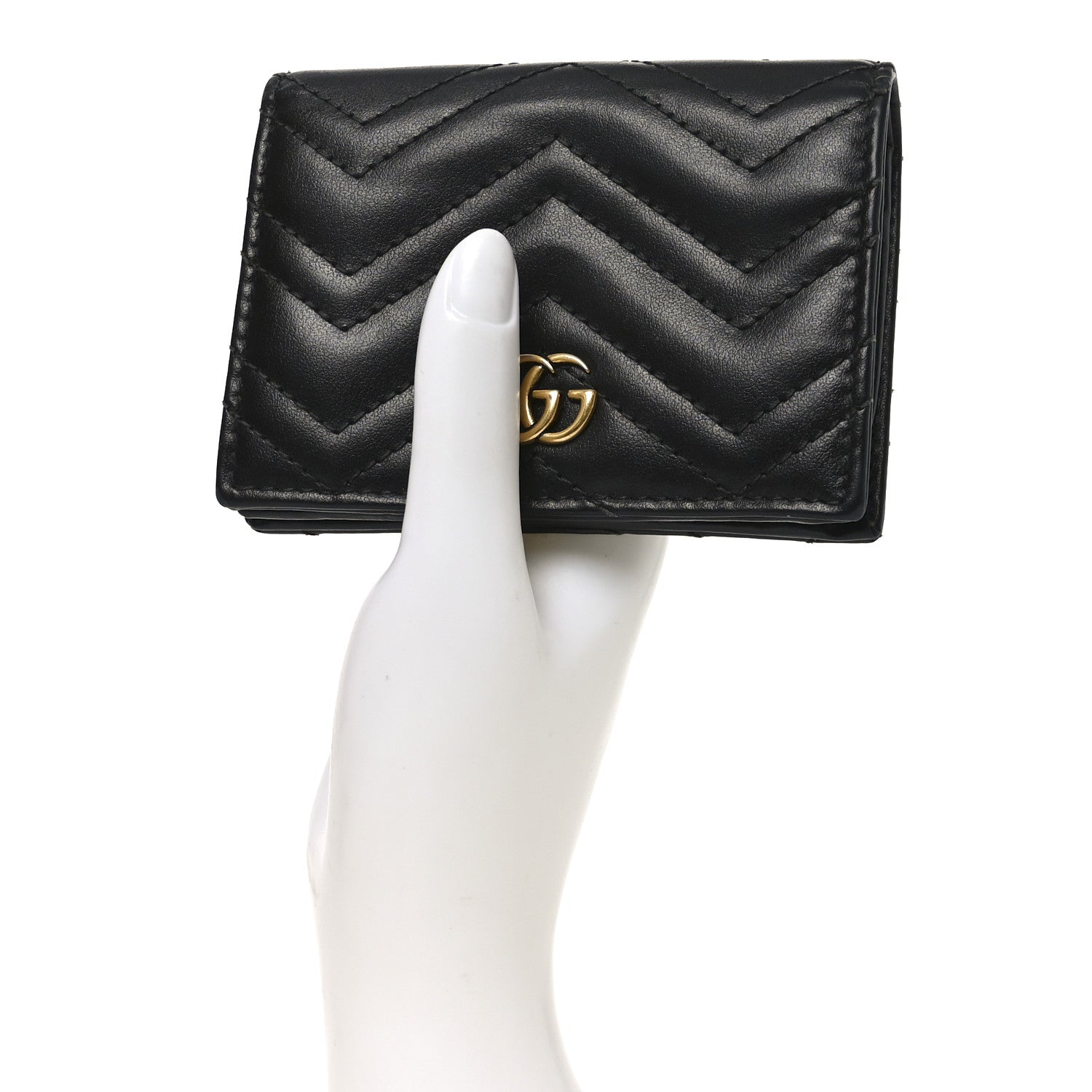 Calfskin Matelasse GG Marmont Card Case Wallet Black