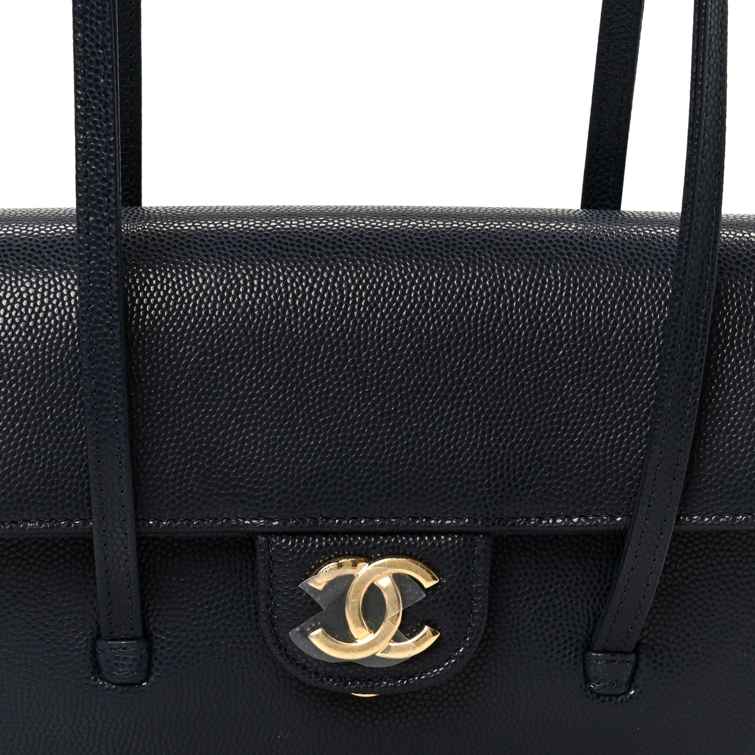 Shiny Caviar Mini Preppy Coco Shoulder Bag Dark Blue
