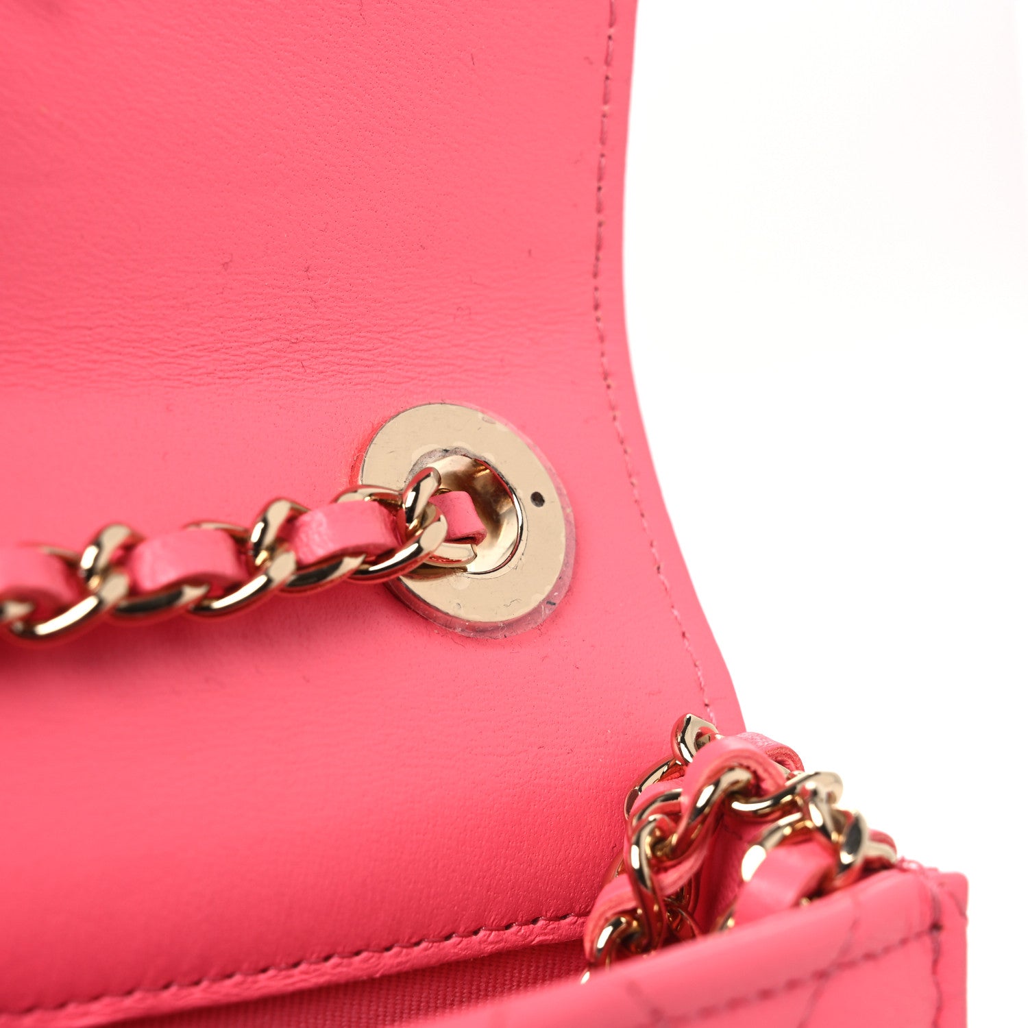 Lambskin Quilted Mini Trendy CC Chain Wallet Pink