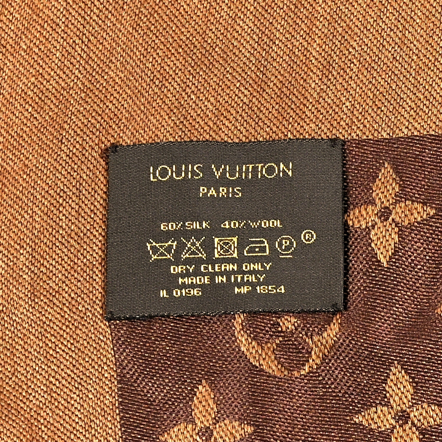 Silk Wool Monogram Reverse Dots Shawl Brown