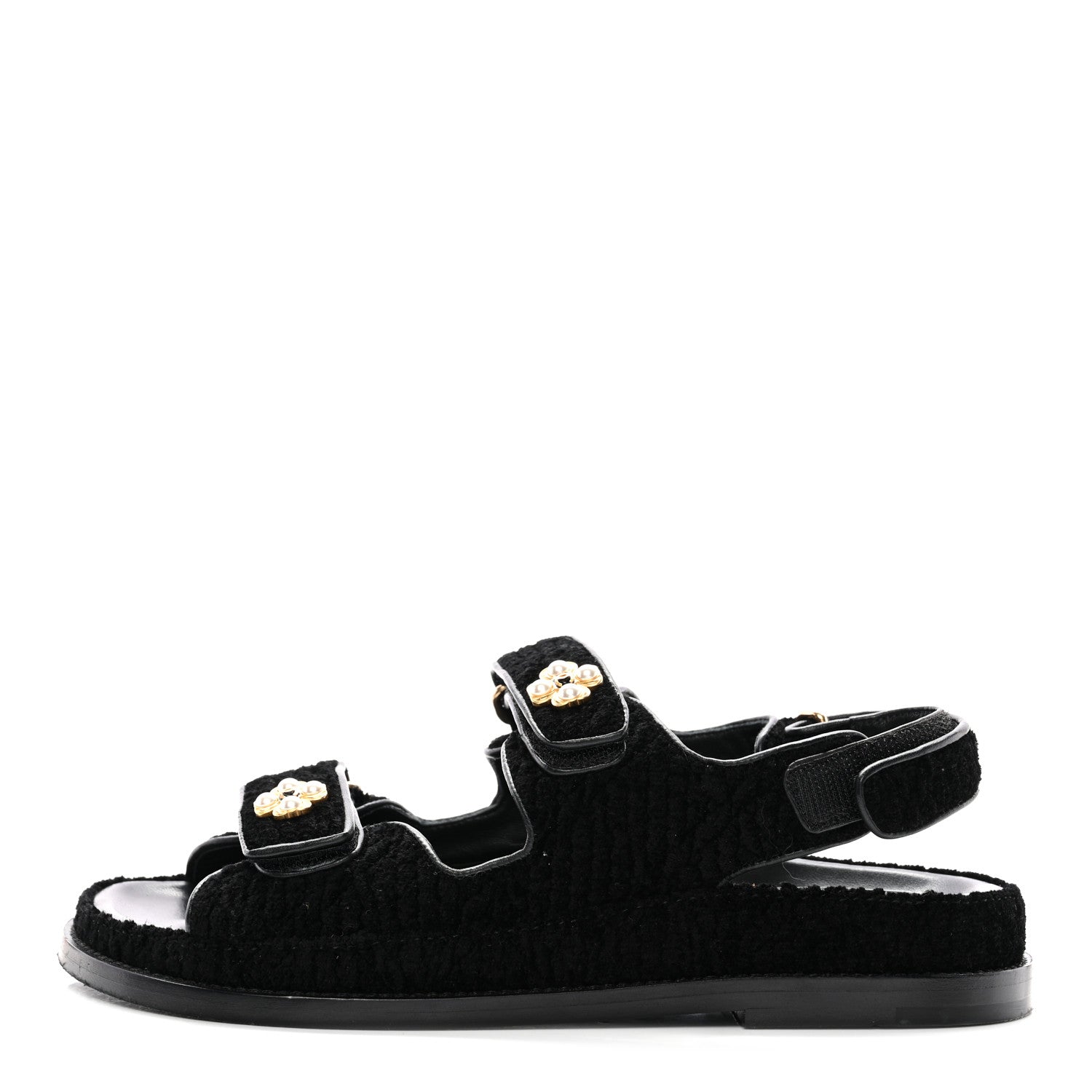 Tweed Velcro Dad Sandals 37 Black