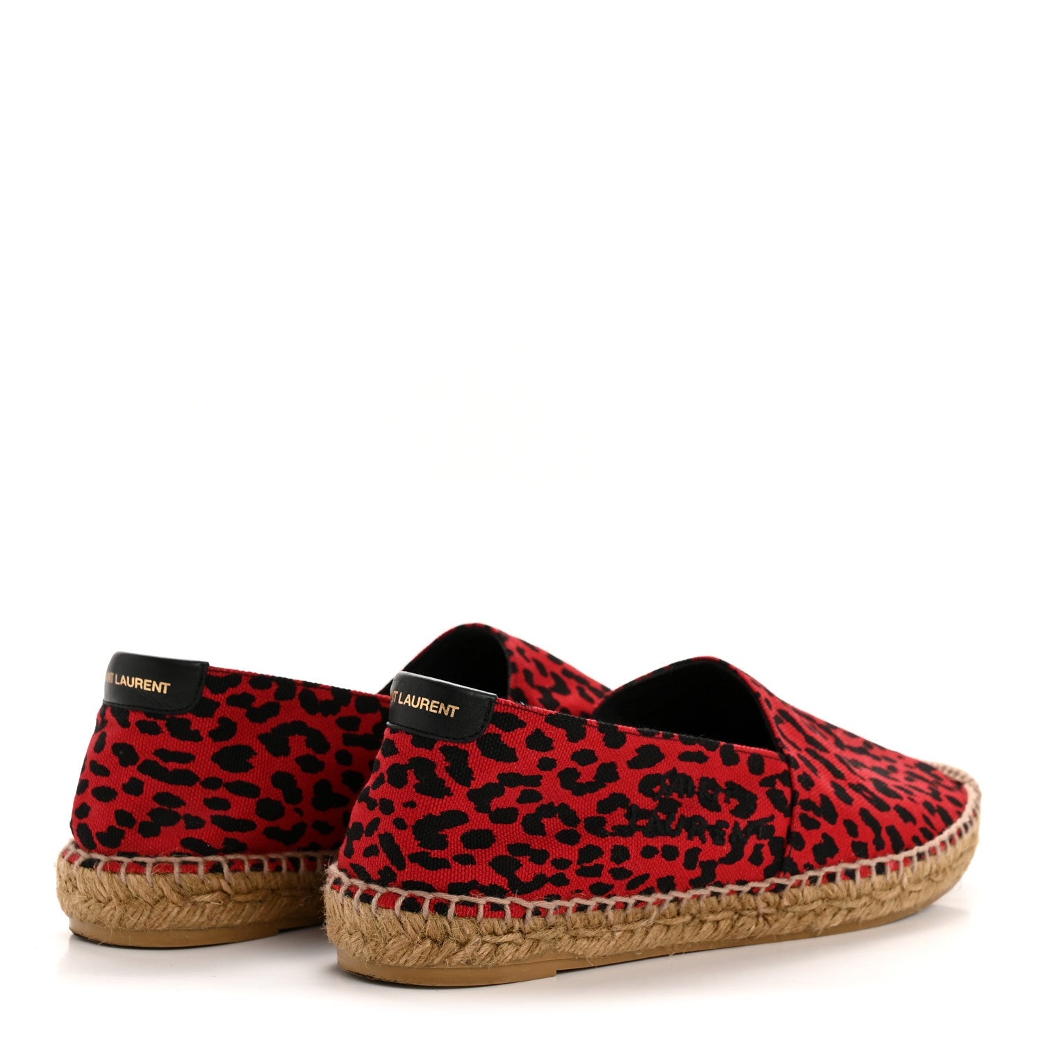 Canvas Leopard Print Espadrilles 38 Red Black