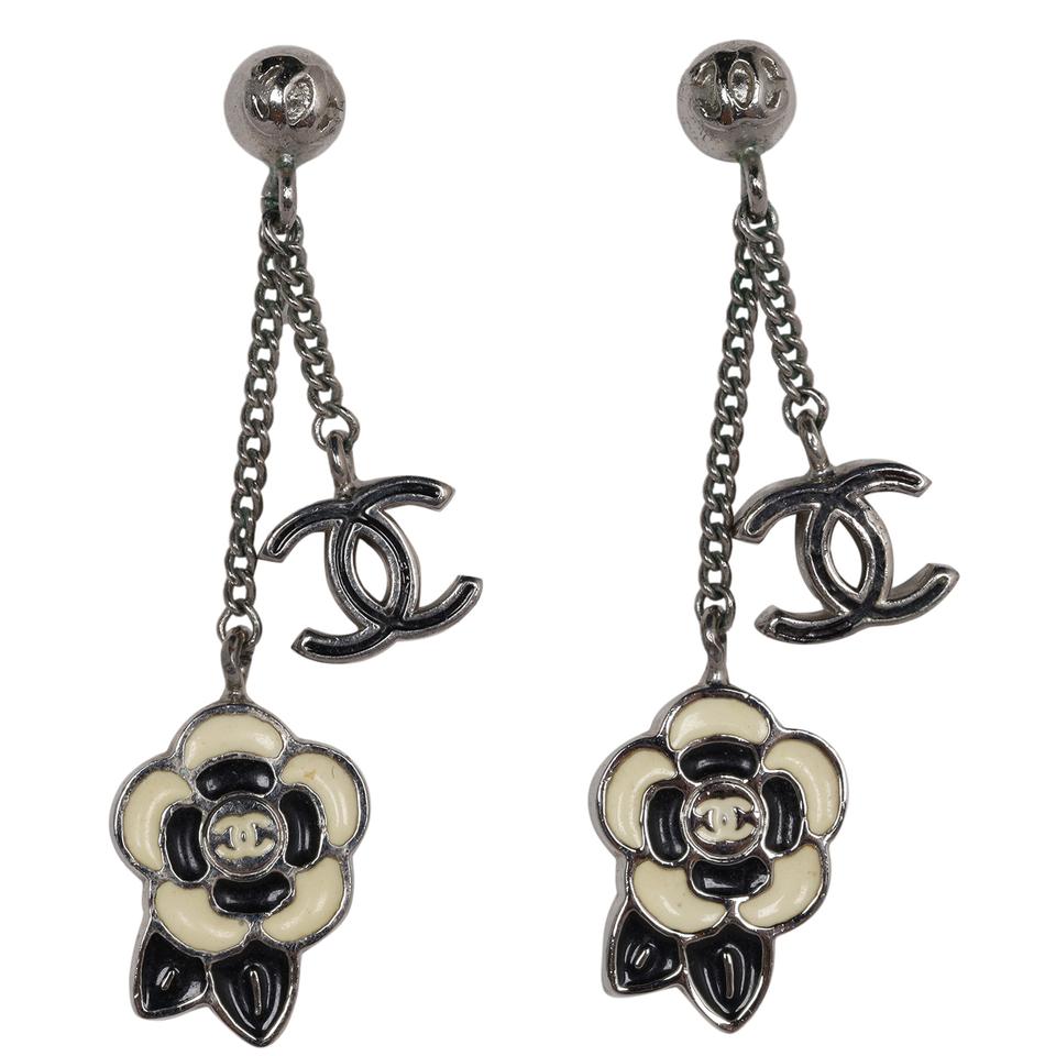 Camelia Resin Flower Silver Pierced Earrings