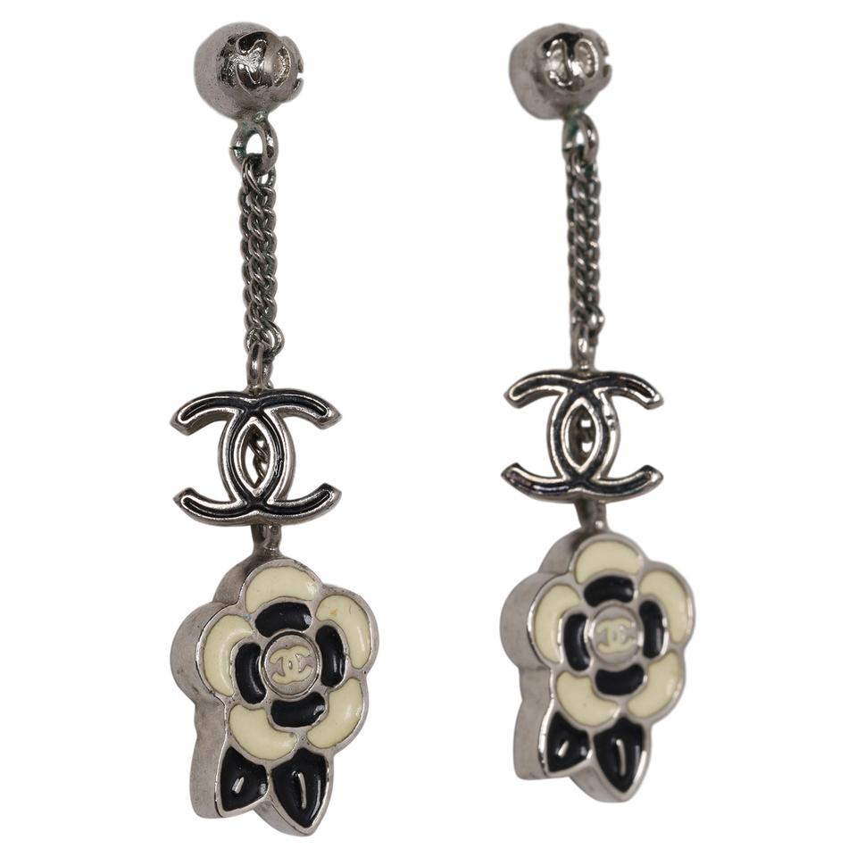 Camelia Resin Flower Silver Pierced Earrings