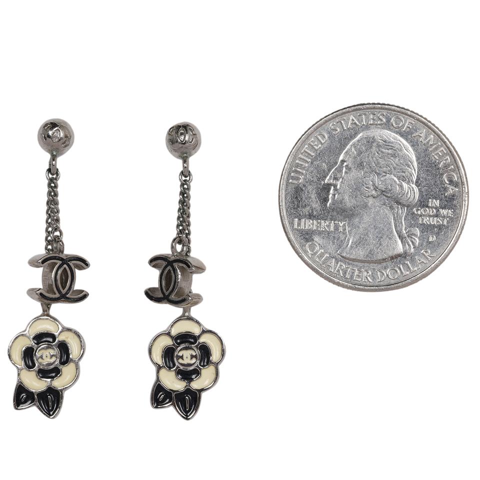 Camelia Resin Flower Silver Pierced Earrings