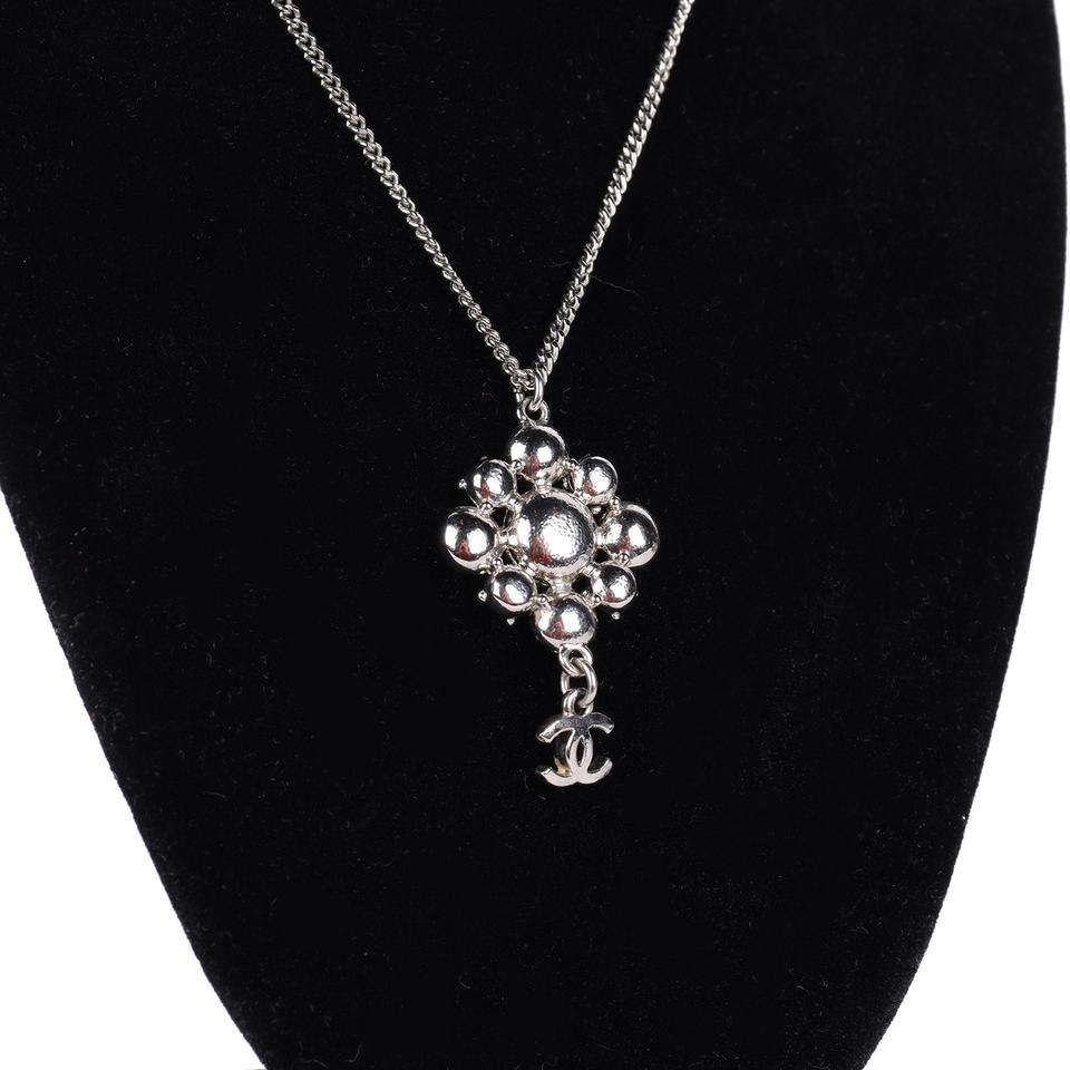 Rhinestone Silver Dangle Necklace (Authentic Pre-owned)
