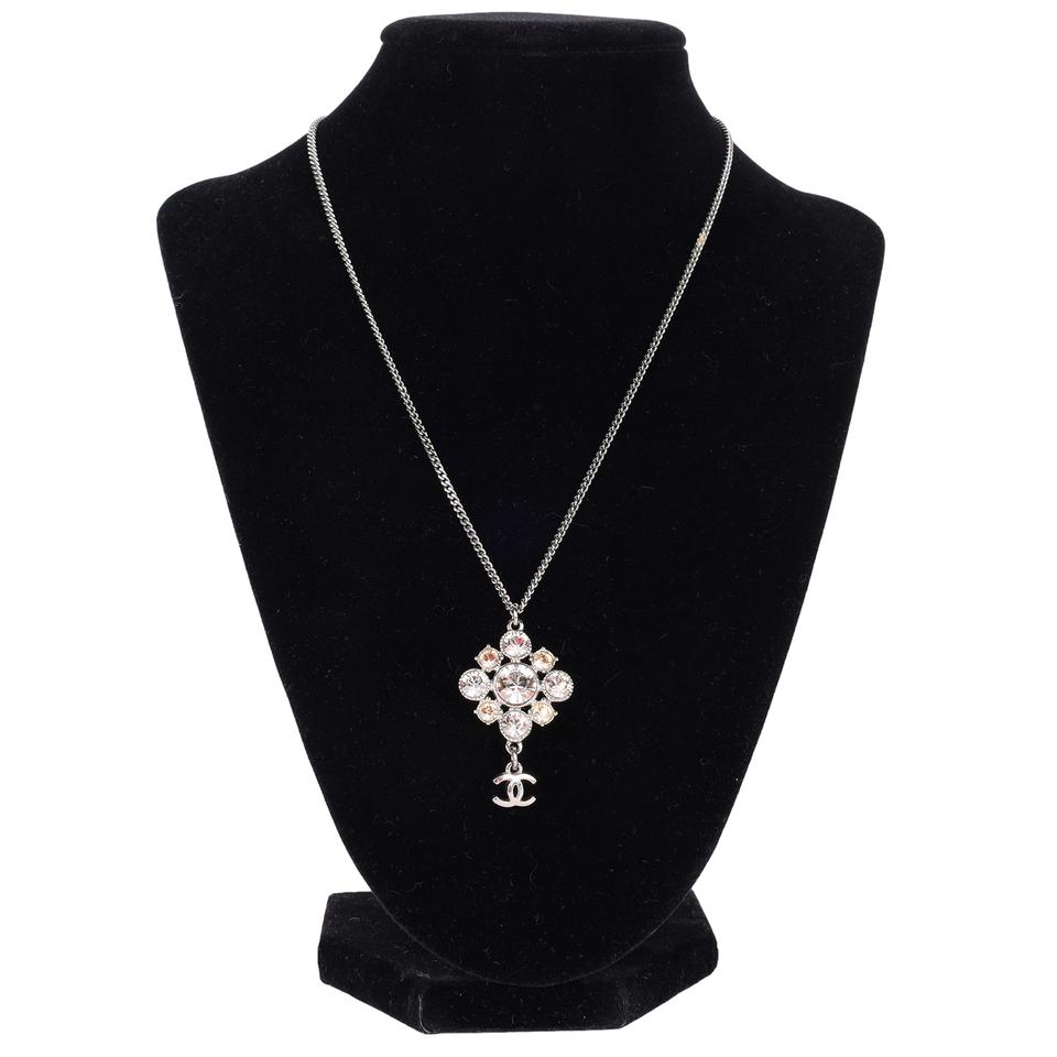 Rhinestone Silver Dangle Necklace (Authentic Pre-owned)